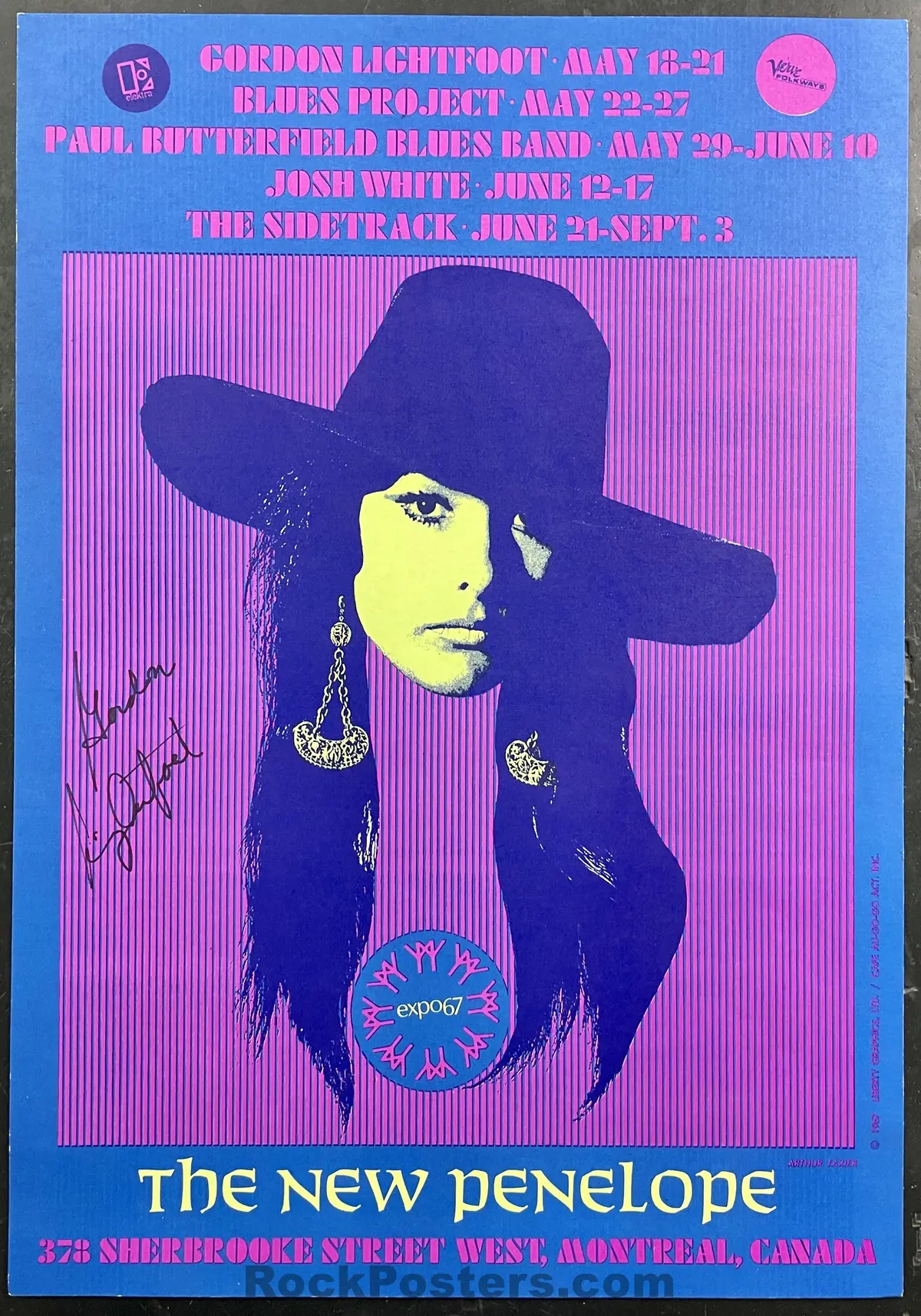 Auction - Gordon Lightfoot - Signed - 1967 Poster - Montreal - Excellent 1