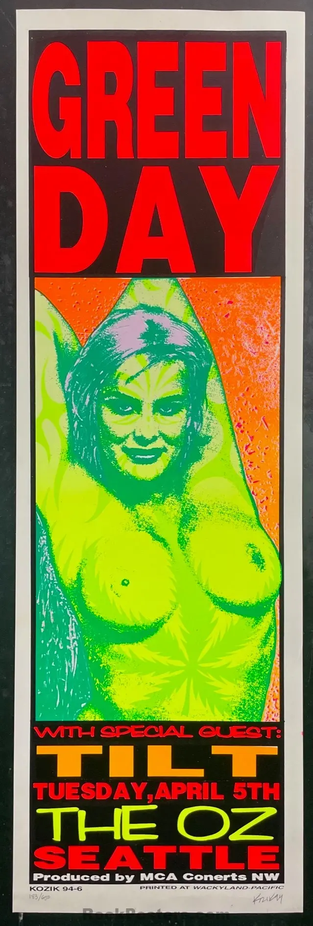 Auction - Green Day - Frank Kozik Signed - 1994 Silkscreen Poster - The Oz Seattle - Excellent 1