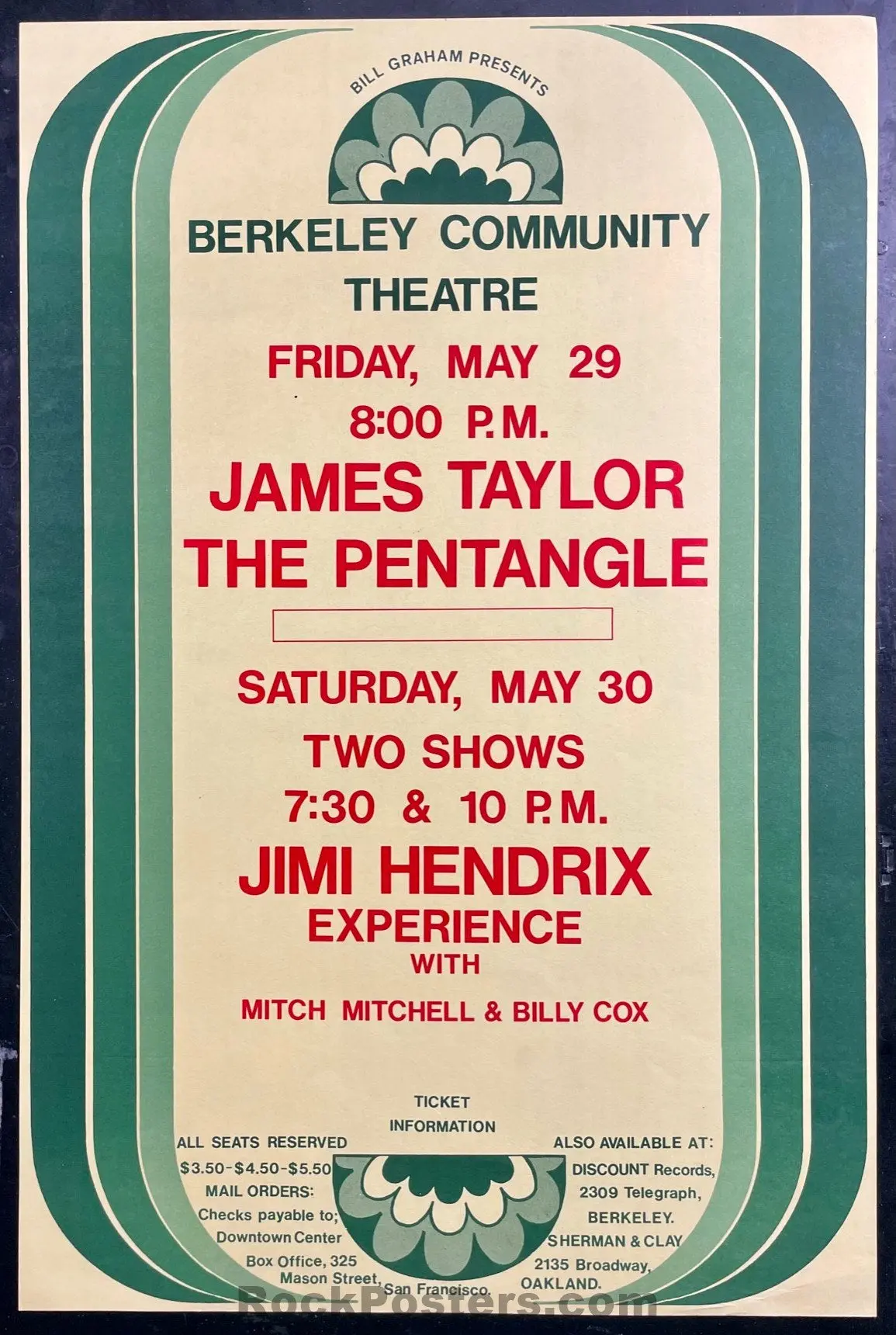 Auction - Jimi Hendrix - Berkeley, Ca - 1970 Poster - Near Mint Minus 1