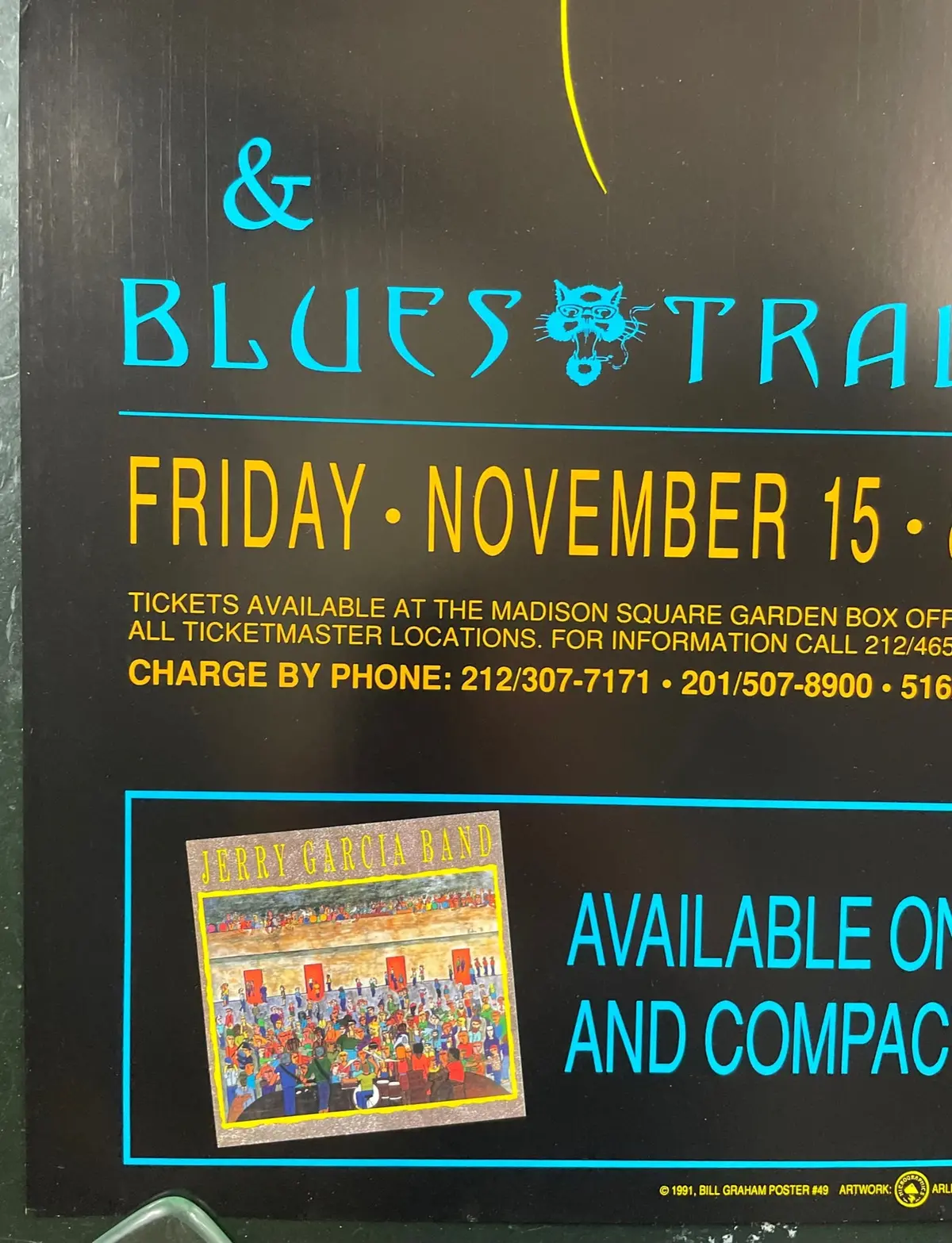 Auction - Jerry Garcia Band - Madison Square Garden - Nyc 1991 Poster - Near Mint Minus 2