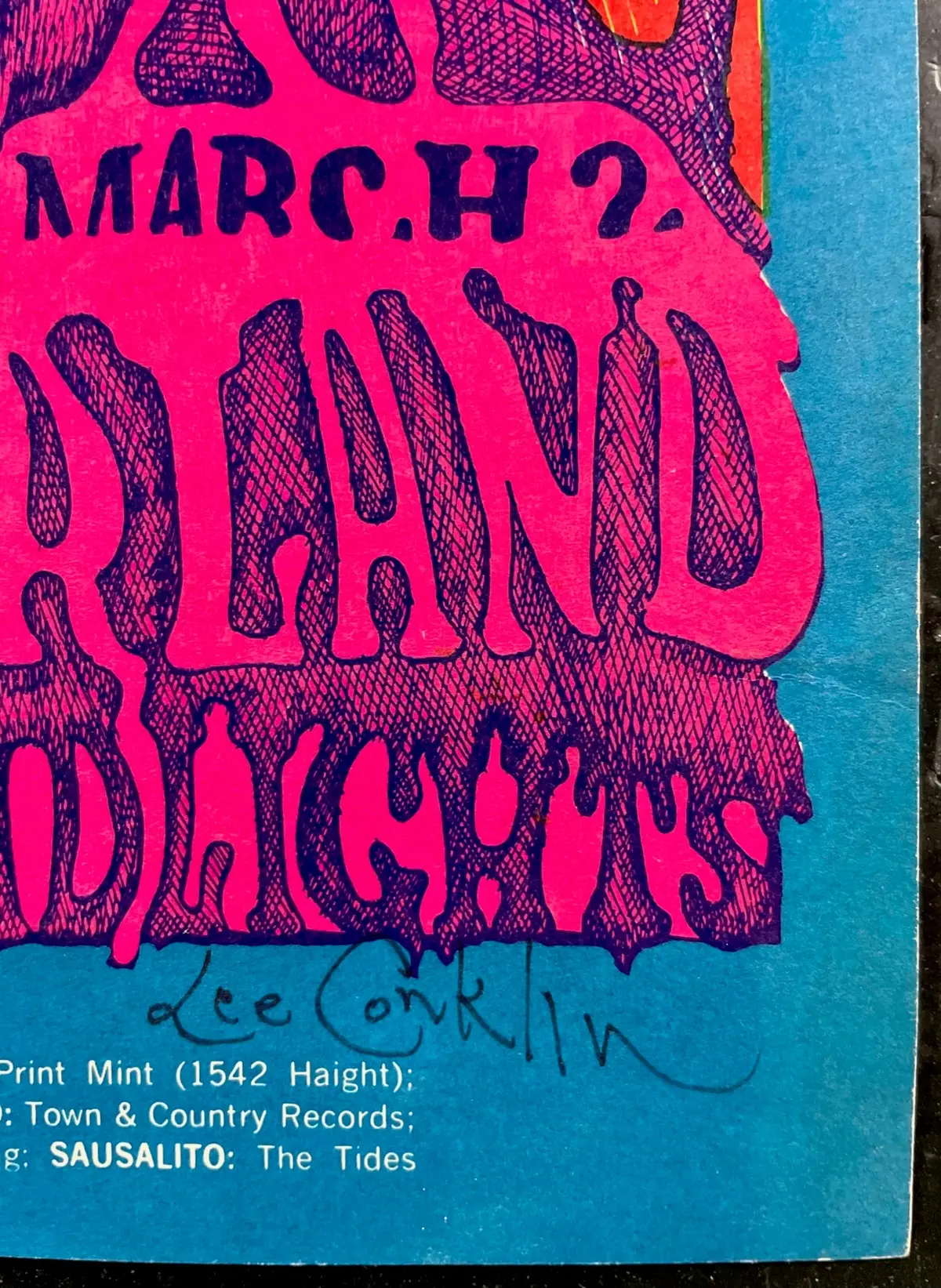 Auction - Bg-109 - Cream - Lee Conklin Signed - 1968 Poster - Fillmore/Winterland - Excellent 2