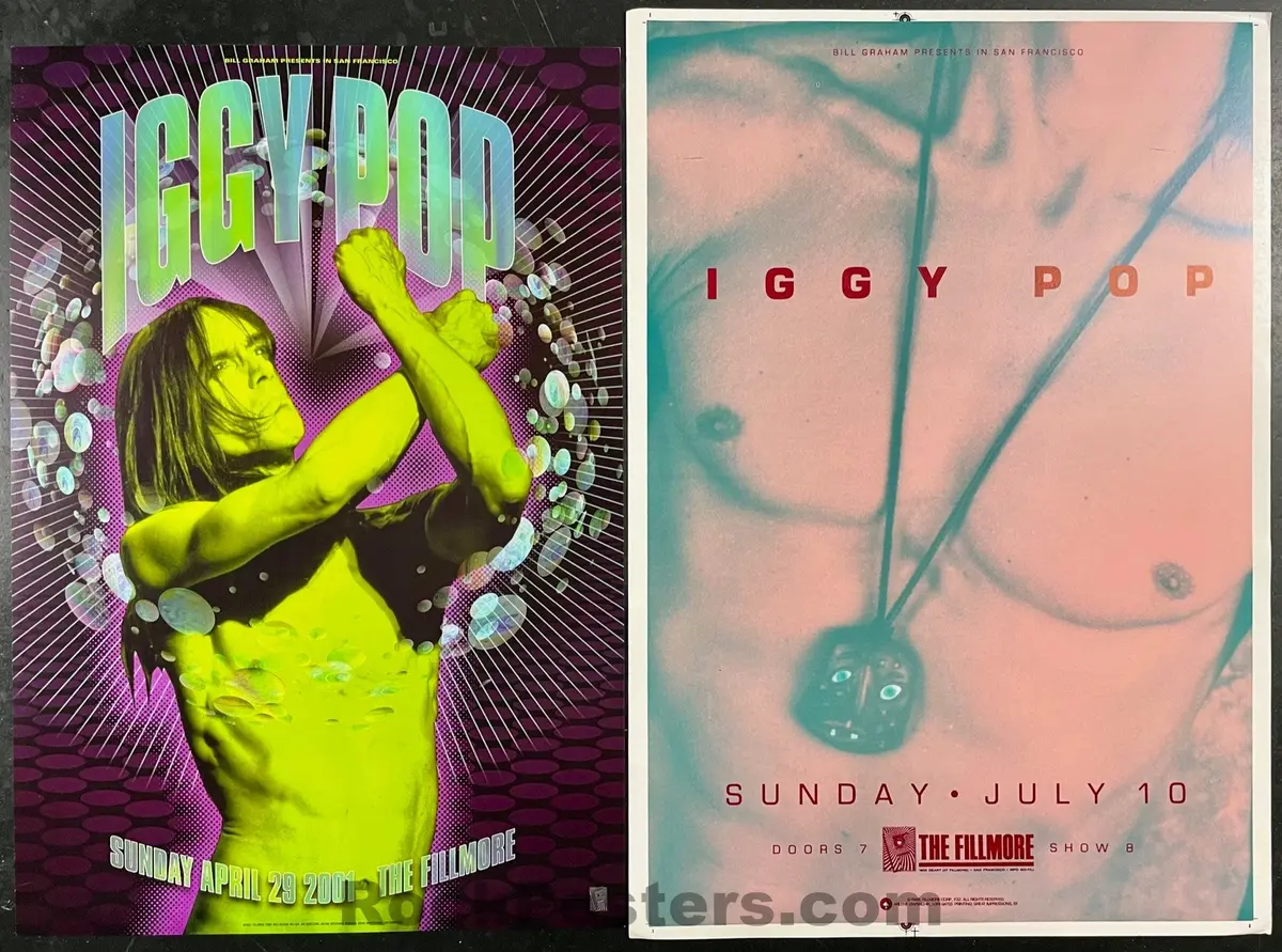 Auction - Iggy Pop - Nf-32 & Nf-457 - Rex Ray - The Fillmore - 1988 & 2001 Concert Posters - Near Mint 1