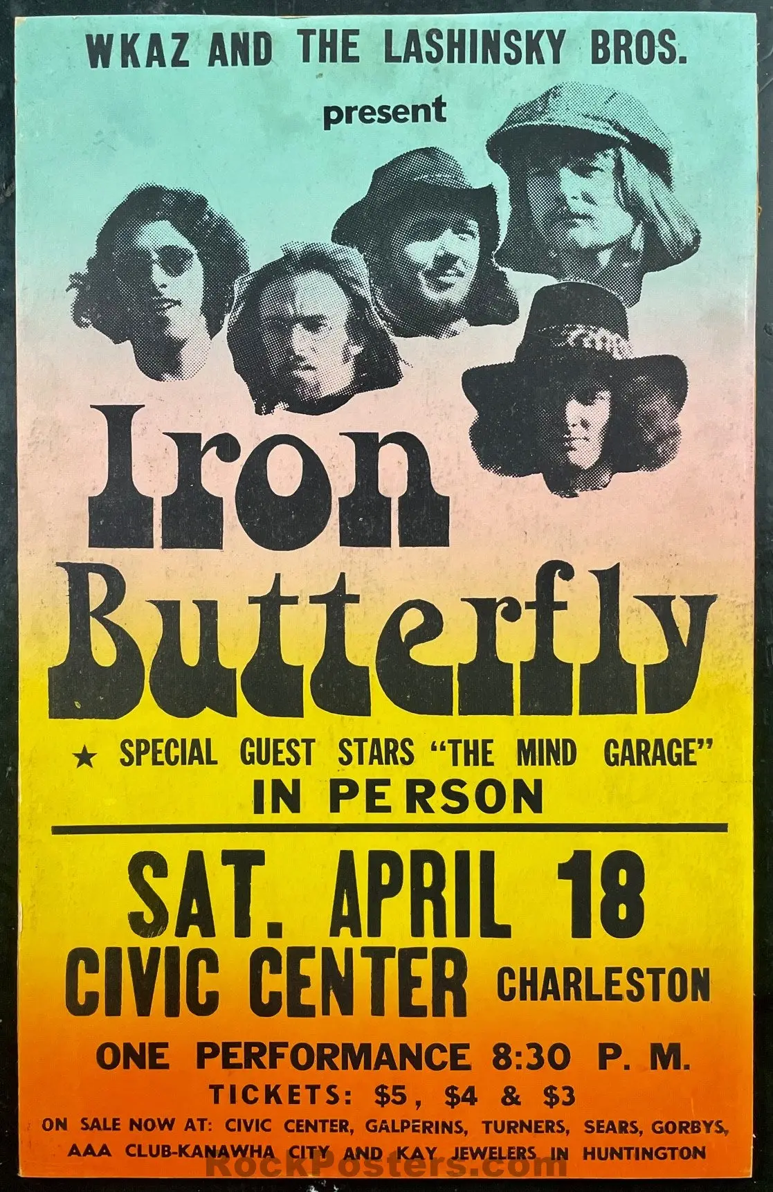 Auction - Iron Butterfly - 1970 Poster - Charleston, Wv - Excellent 1