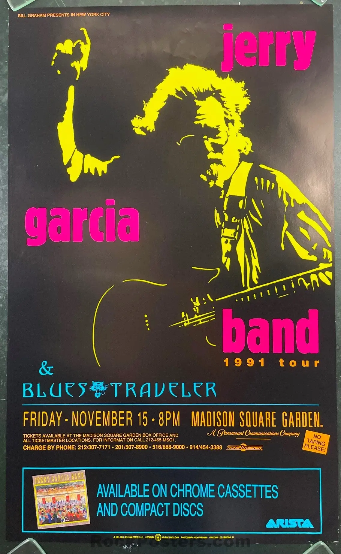Auction - Jerry Garcia Band - Madison Square Garden - Nyc 1991 Poster - Near Mint Minus 1
