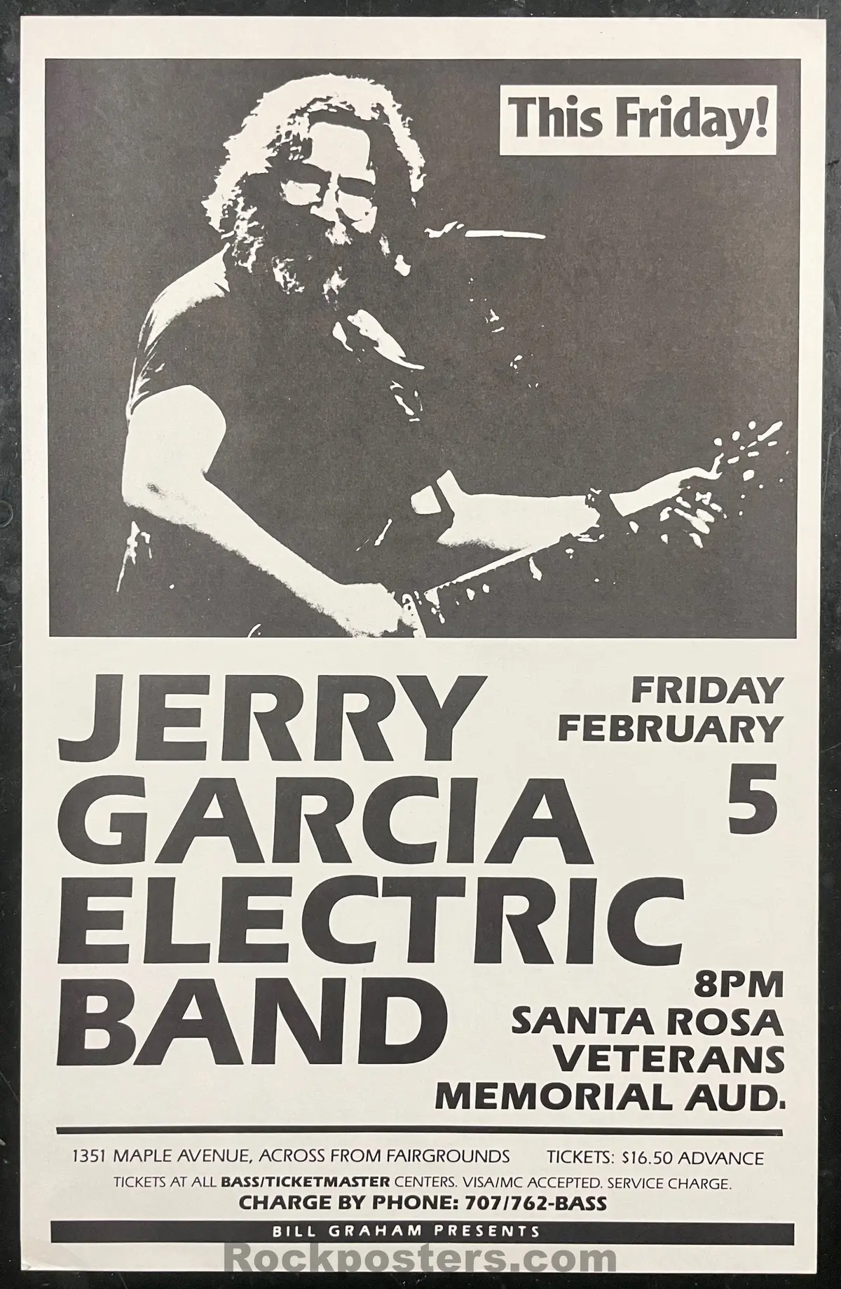 Auction - Jerry Garcia Band - 1988 Poster - Santa Rosa - Veterans Memorial  - Near Mint 1