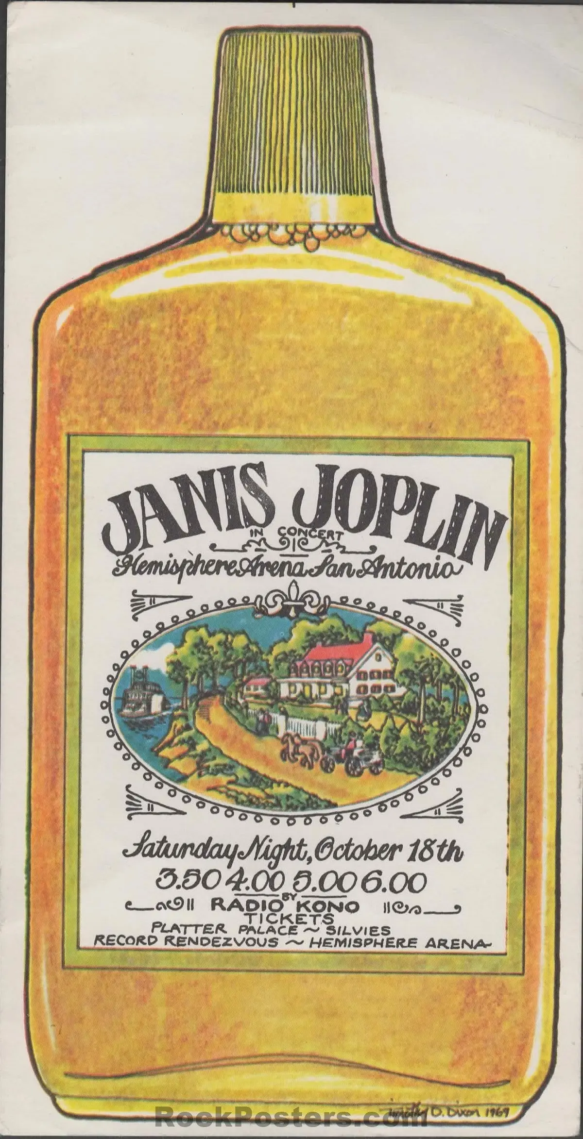 Auction - Janis Joplin - Timothy Dixon - 1969 Handbill - San Antonio, Tx. - Near Mint Minus 1