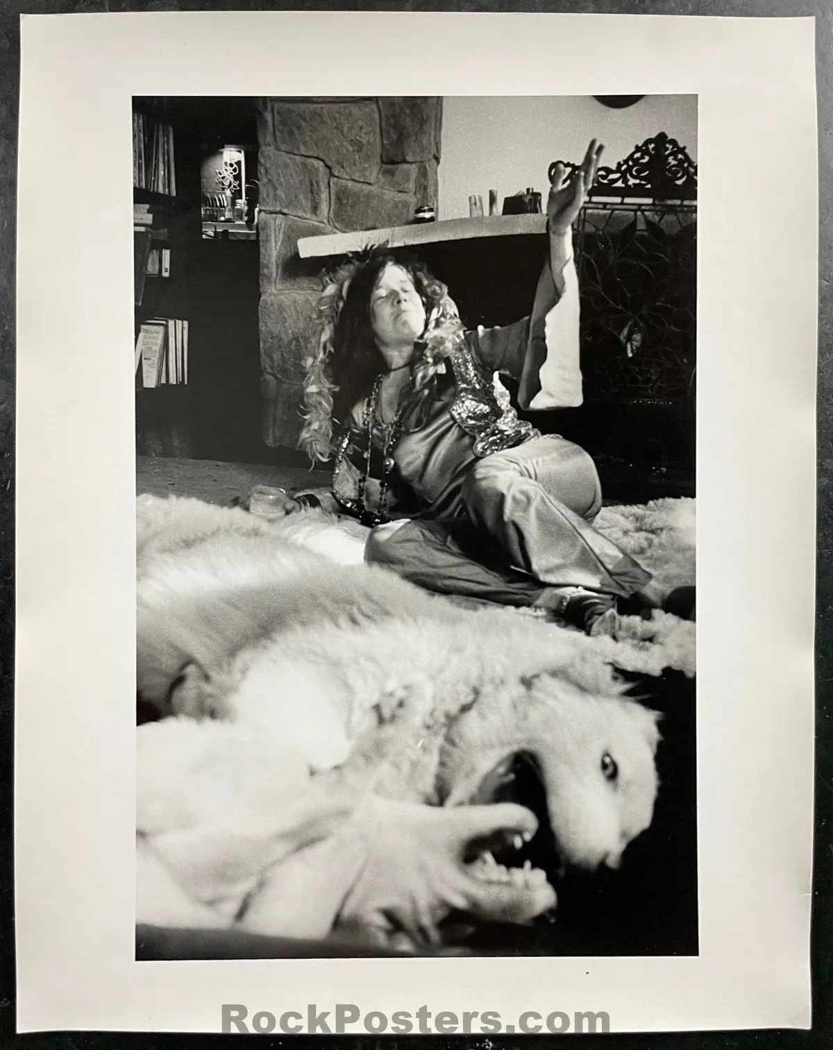 Janis Joplin - Bear Skin Rug - Tony Lane - Black & White Photograph - Excellent 1