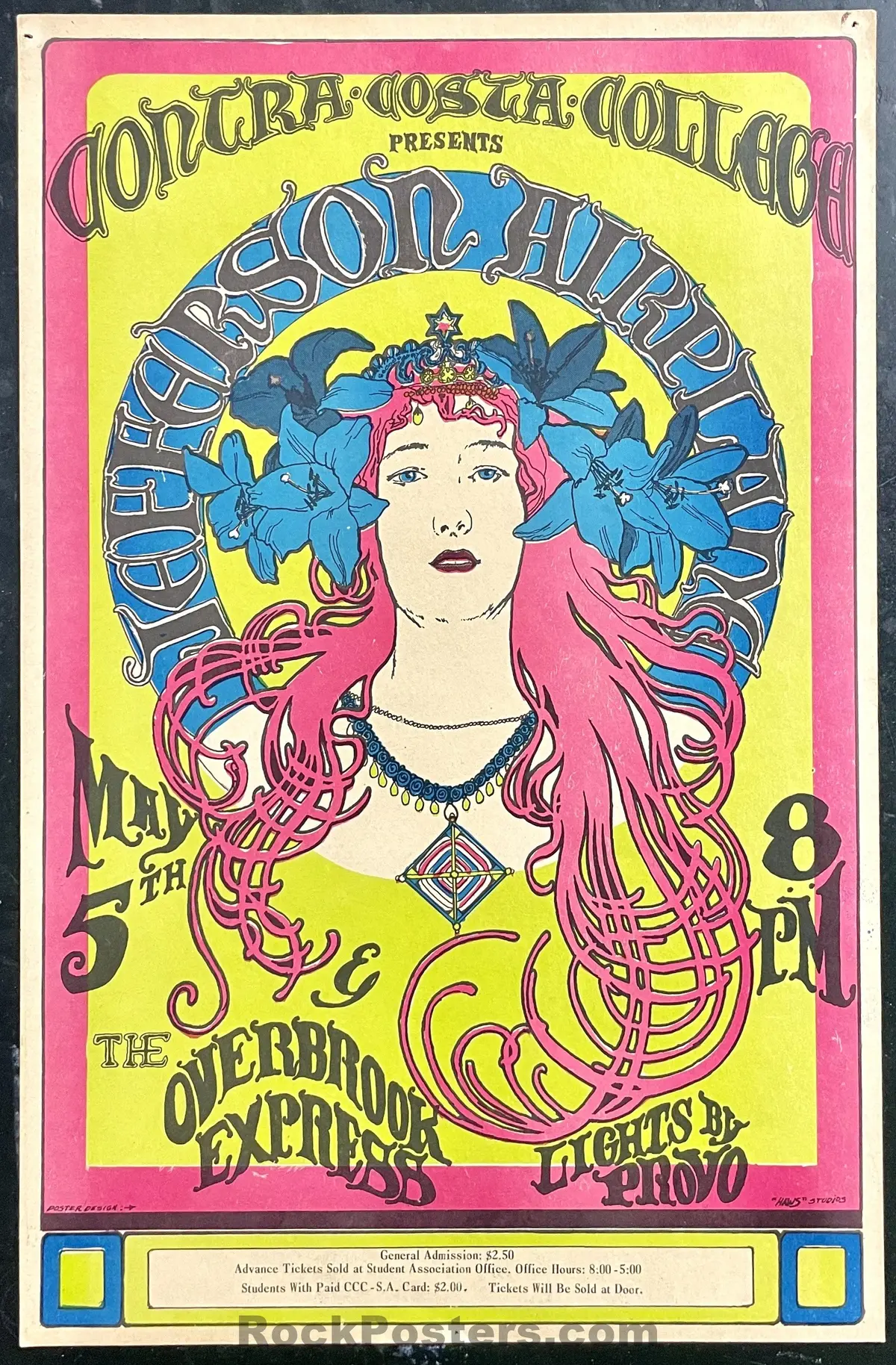 Auction - Jefferson Airplane - 1967 Poster - Contra Costa College - Excellent 1