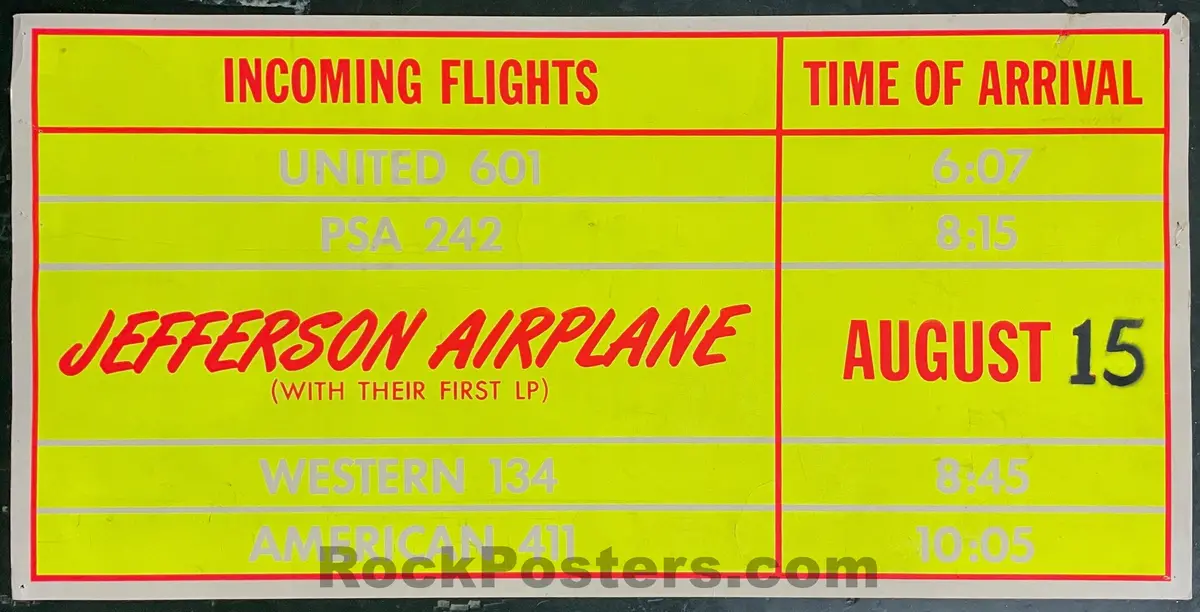 Auction - Jefferson Airplane - First Album Release - 1966 Promo Poster - Excellent 1