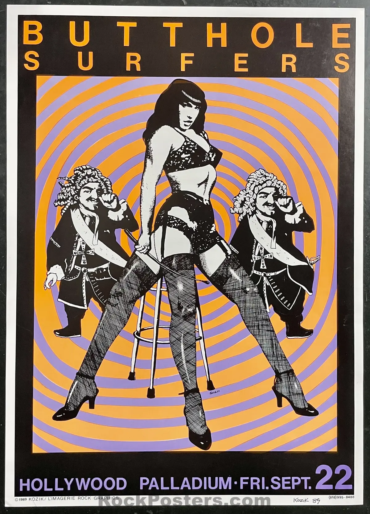 Auction - Butthole Surfers - Frank Kozik Signed - 1989 Poster - Hollywood - Excellent 1