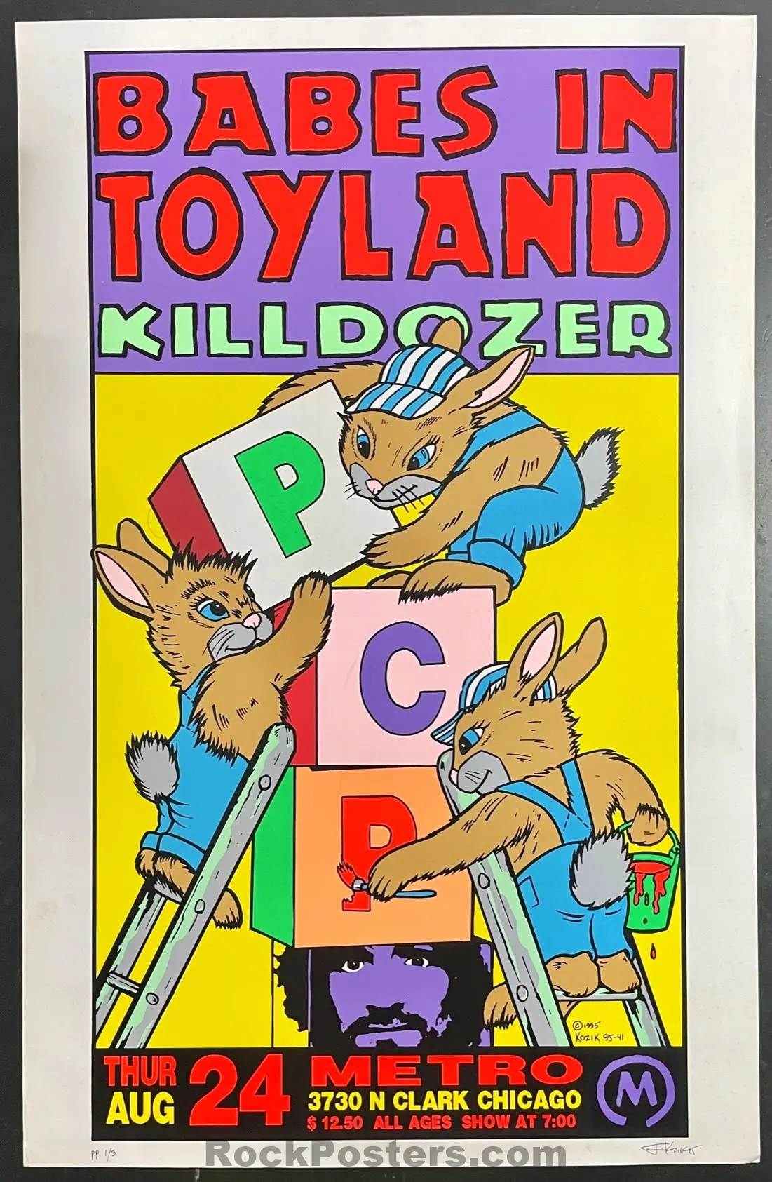 Auction - Aomr  241.4 - Babes In Toyland - Kozik Signed - Printer's Proof - 1995  Silkscreen Poster - Chicago - Near Mint Minus 1