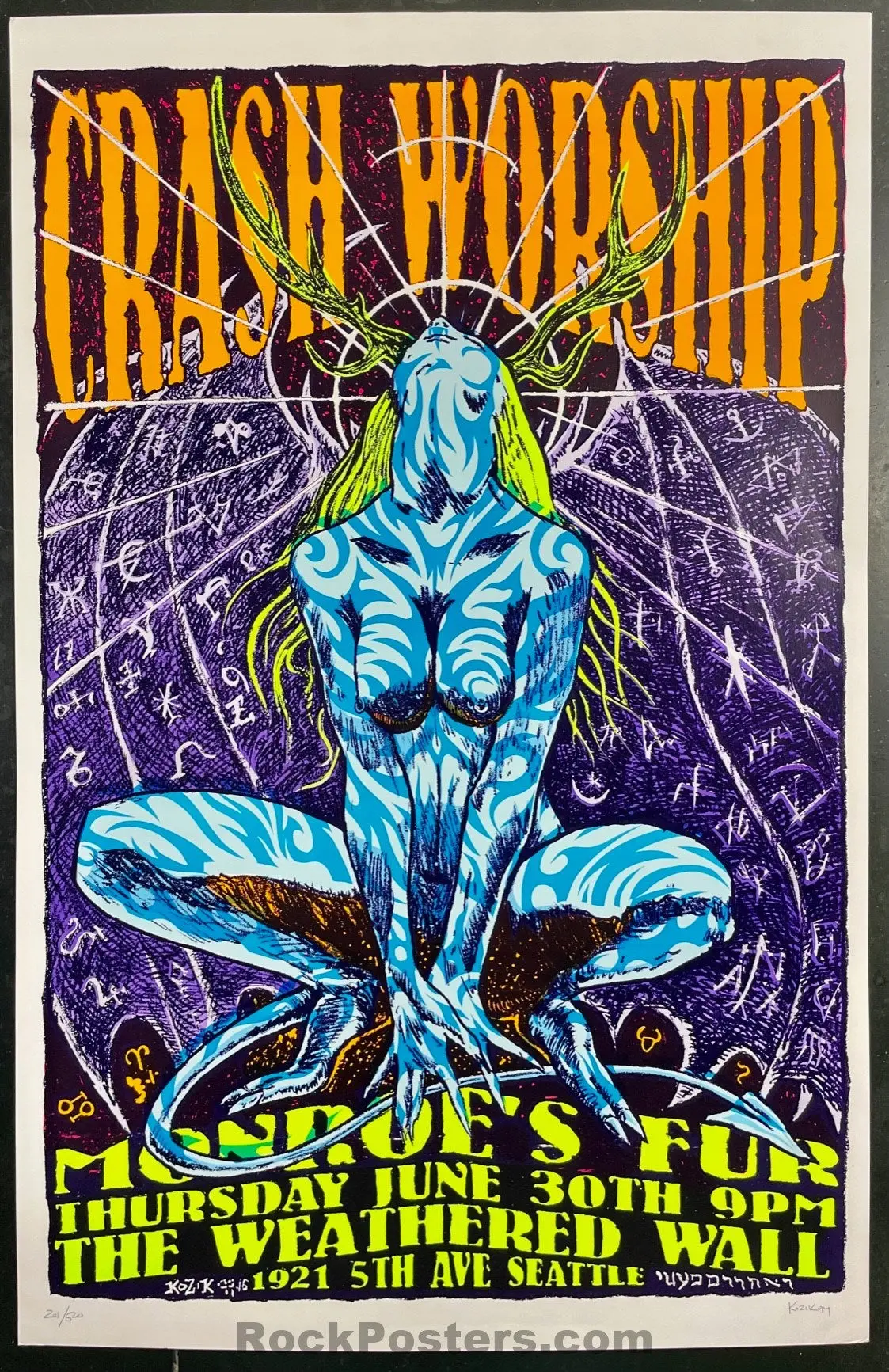 Auction -  Crash Worship - Frank Kozik Signed - Seattle - 1994 Silkscreen Poster - Excellent 1