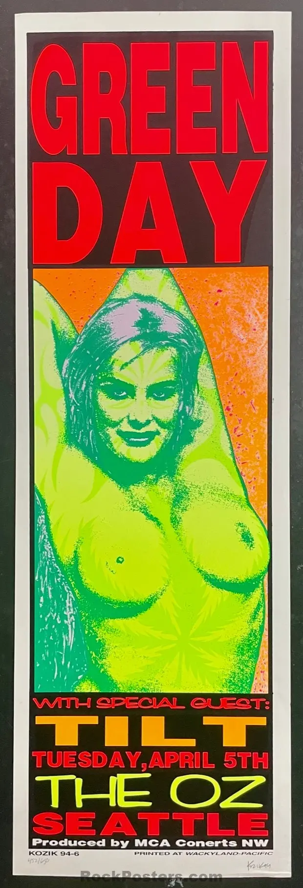 Auction - Green Day - Frank Kozik Signed - 1994 Silkscreen Poster - Seattle - Excellent 1