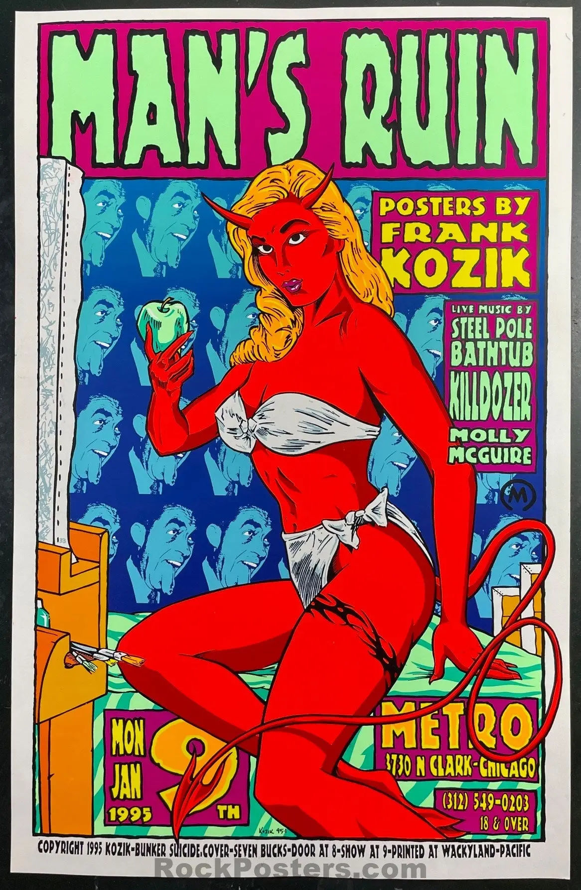 Auction -  Man's Ruin - Frank Kozik Signed - The Metro Chicago - 1995 Silkscreen Poster - Excellent 1