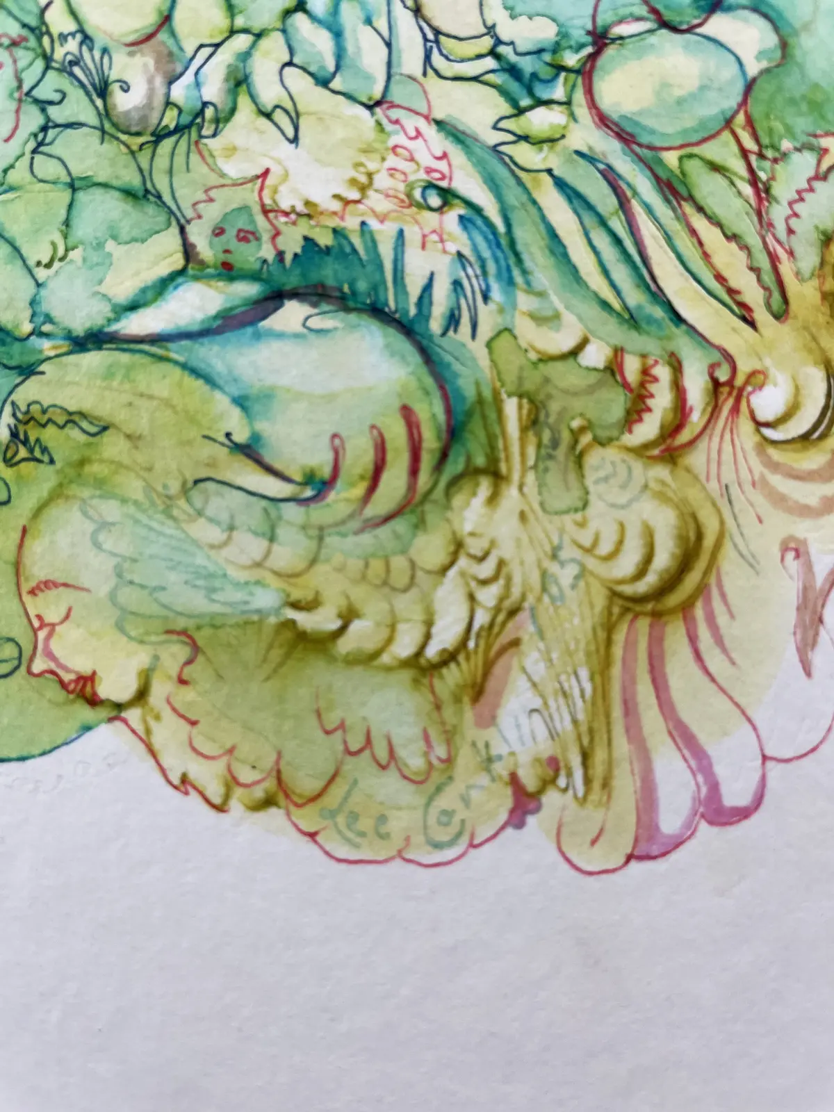 Auction - Psychedelic - Lee Conklin - Original Ink & Watercolor - "Kissing" - 2005 Artwork - Near Mint 2
