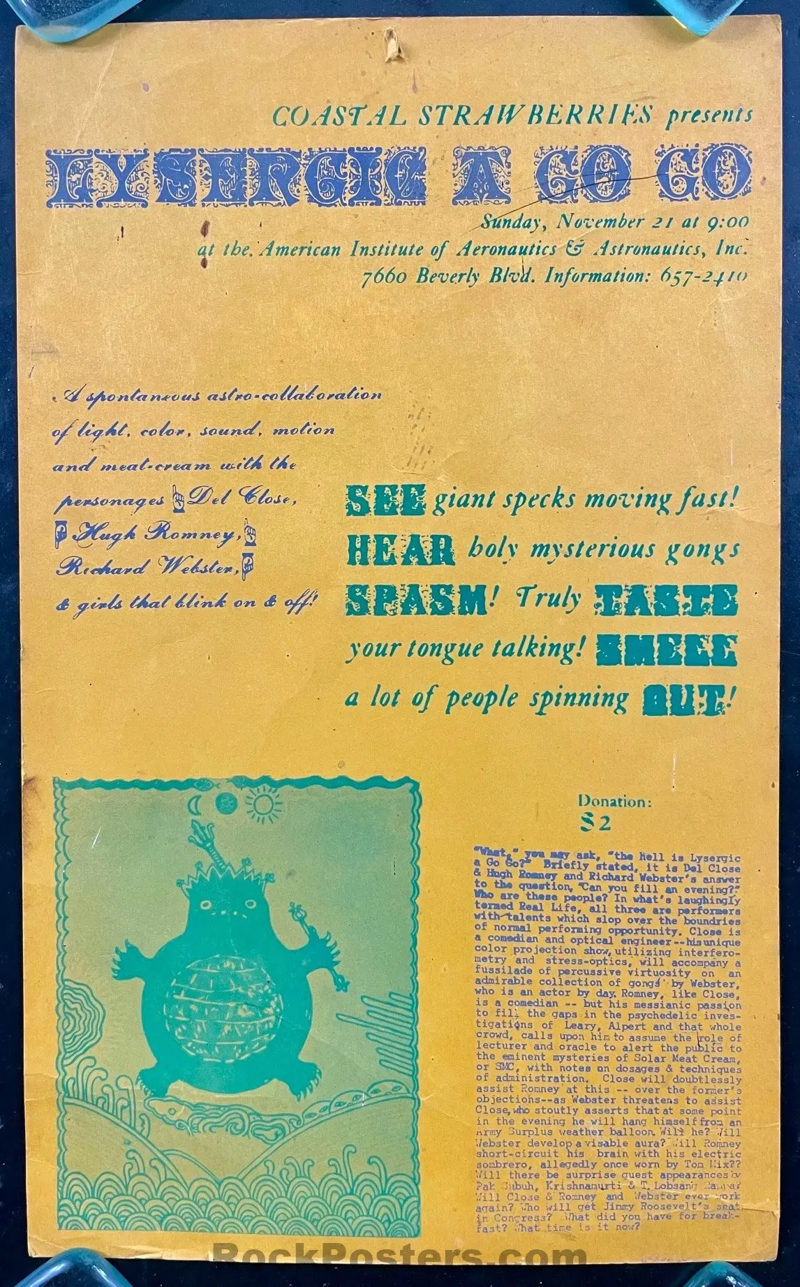 Auction - Acid Test - Lysergic A-Go-Go - 1965 Poster - Los Angeles - Excellent 1
