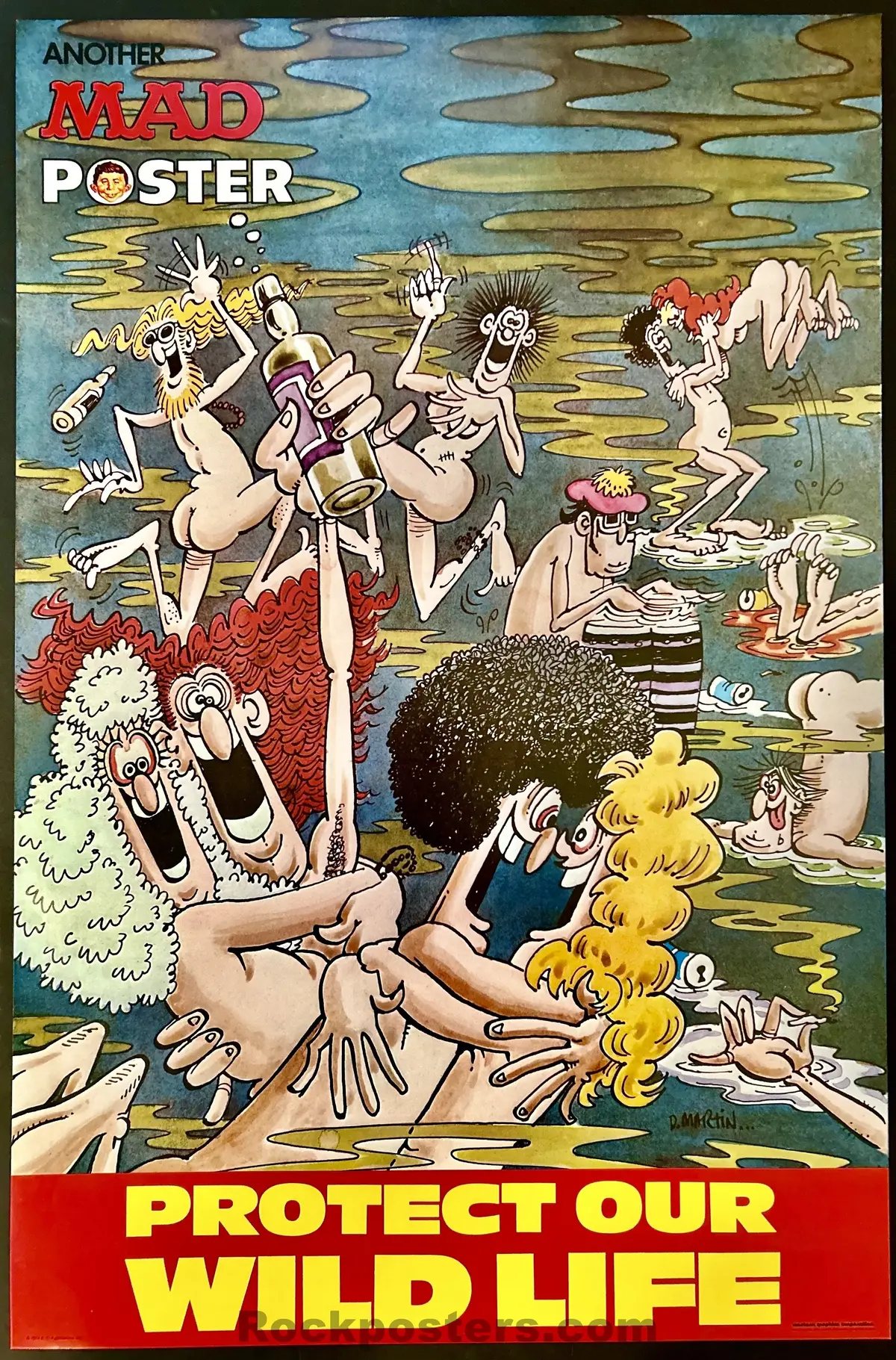 Auction - Mad Magazine - Protect Our Wildlife - Don Martin - 1974 Hippie Parody Poster - Excellent 1