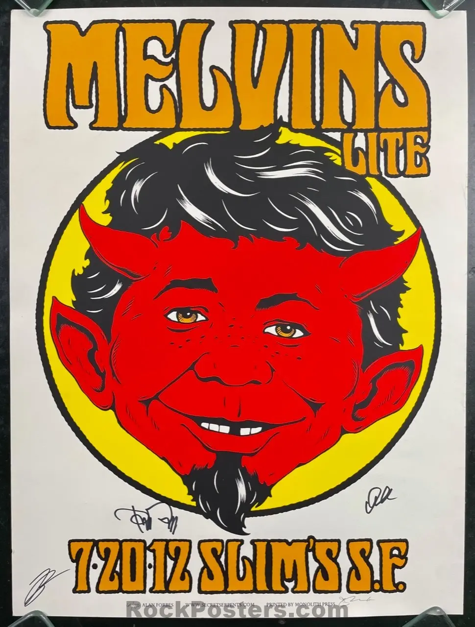 Auction - Melvins Lite - Band Signed - Alan Forbes - 2012 Poster - San Francisco - Near Mint Minus 1