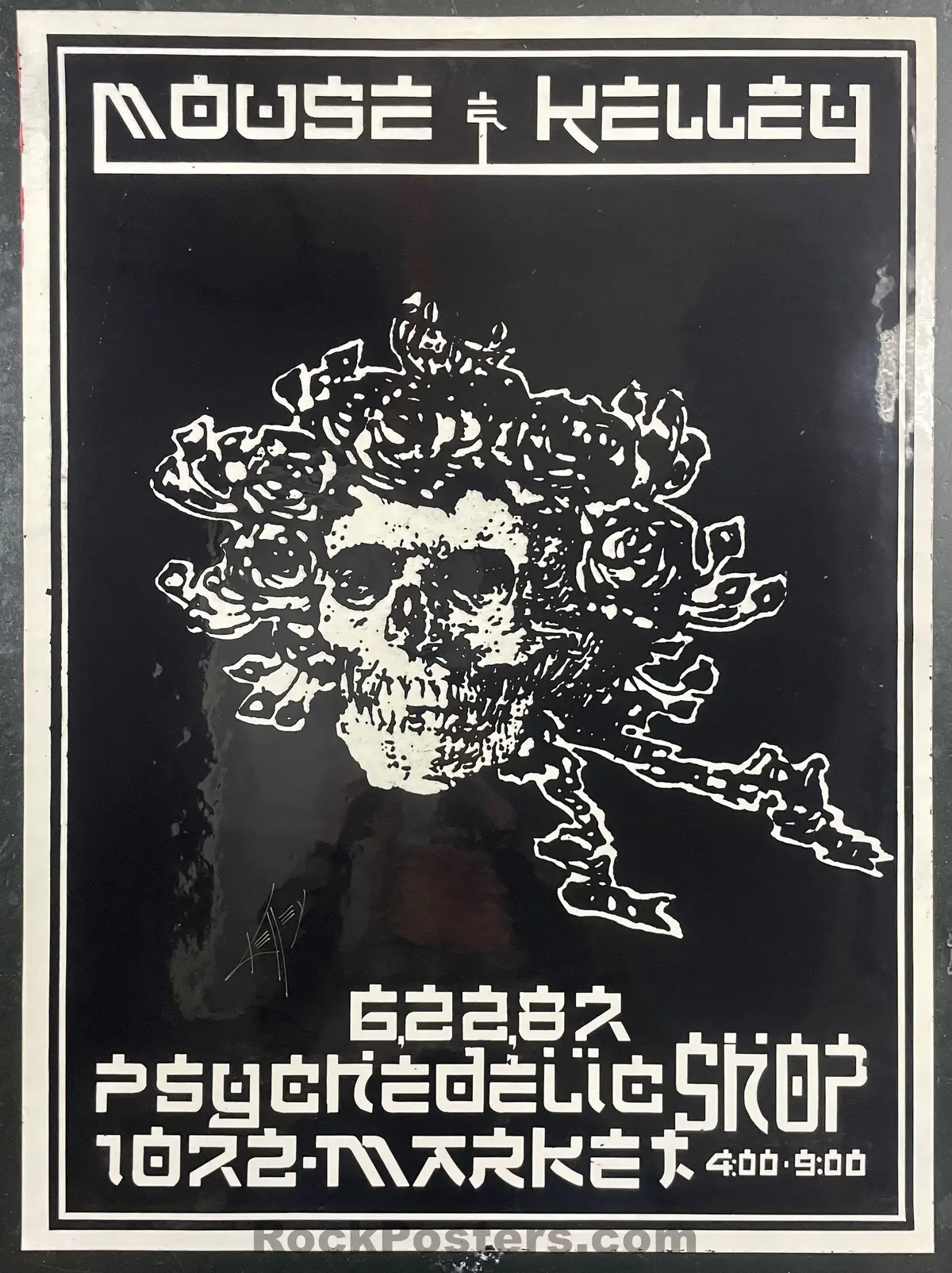 Auction - Mouse & Kelley Art Show - Alton Kelley Signed - Psychedelic Shop - 1987 Decal Poster - Excellent 1