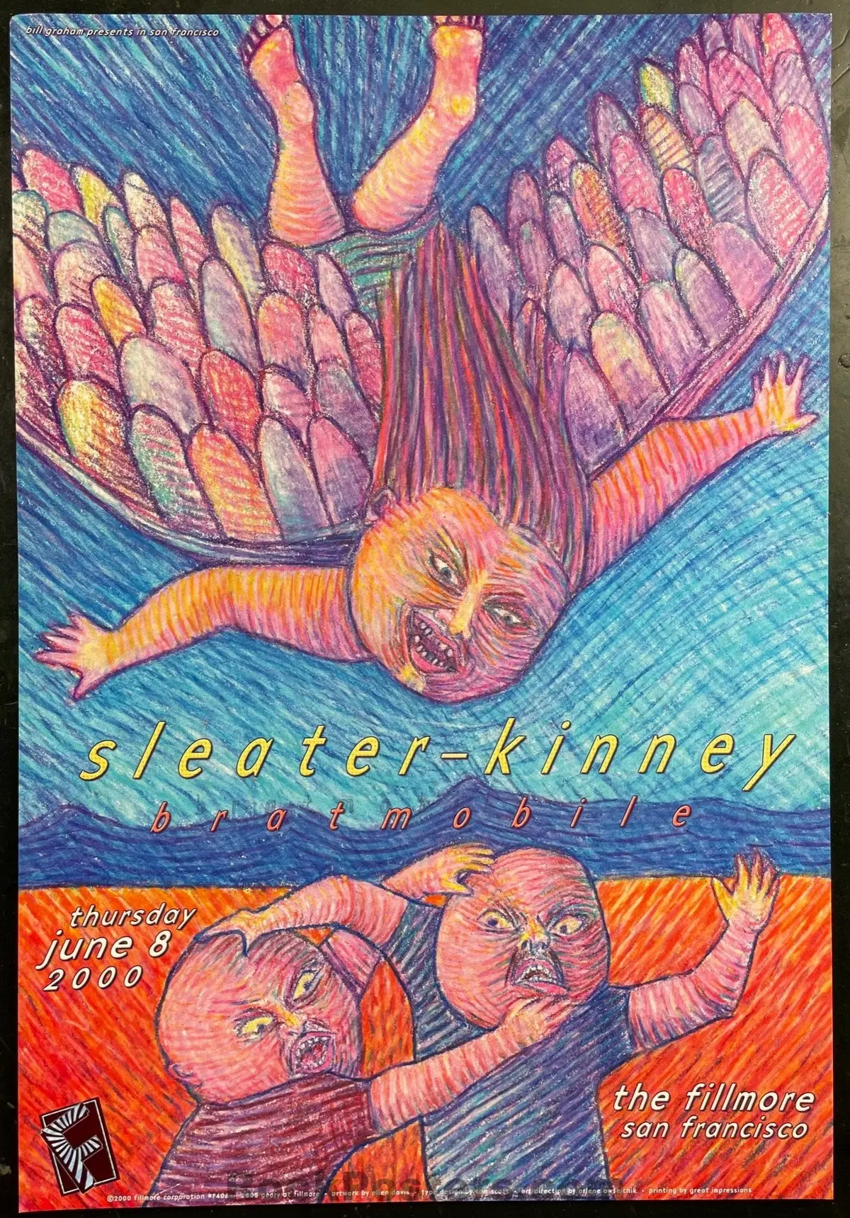 Nf-406 - Sleater Kinney - 2000 Poster - The Fillmore - Near Mint 1