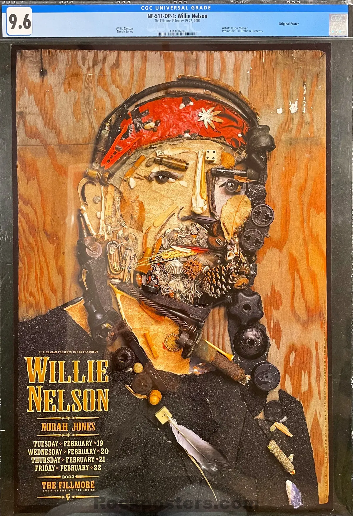 Auction - Nf-511 - Willie Nelson - Norah Jones - Jason Mercier - 2002 Poster - The Fillmore - Cgc Graded 9.6 1