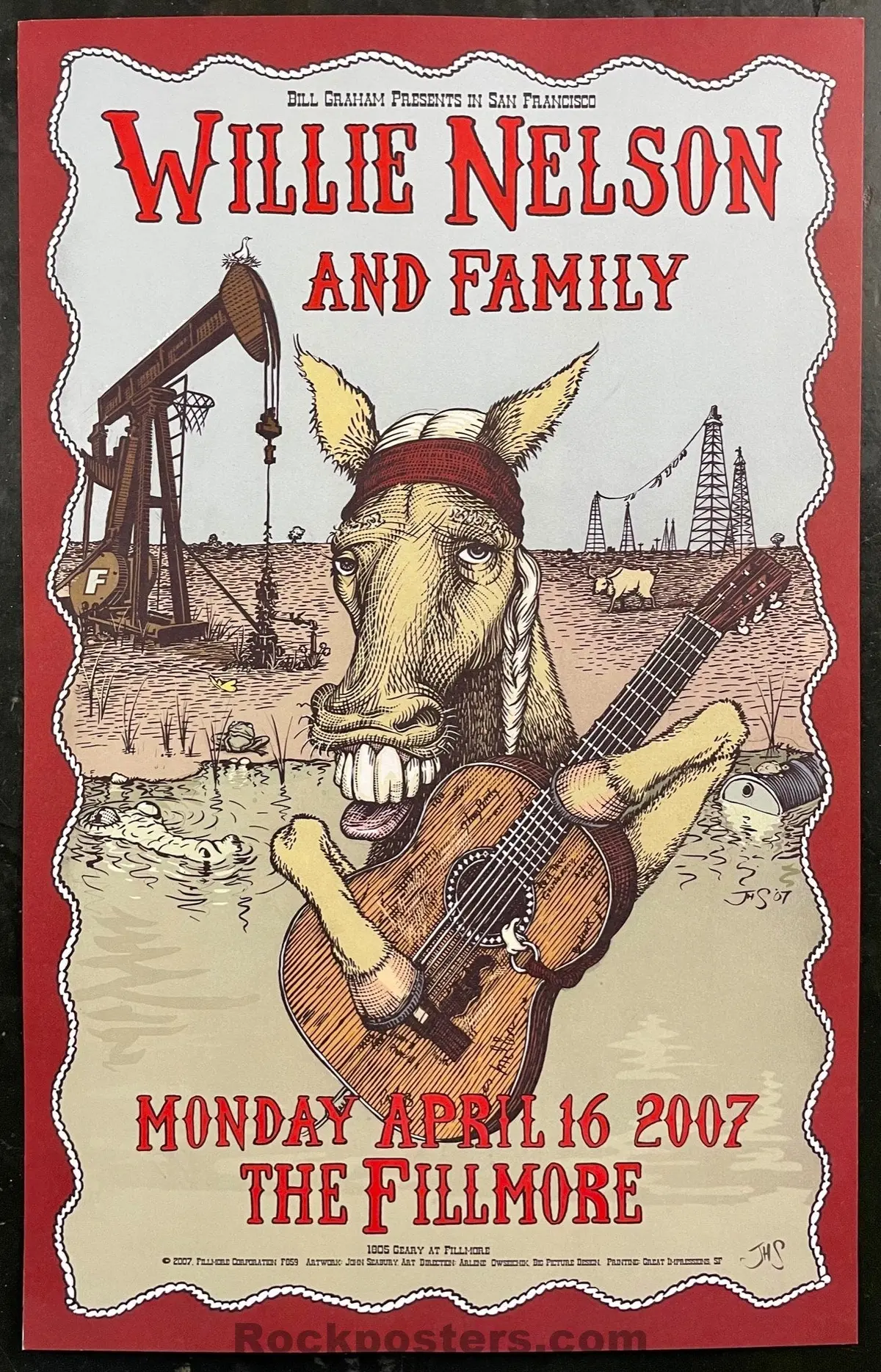 Auction - Nf-859 - Willie Nelson - Artist Signed - 2007  Poster - Fillmore - Near Mint Minus 1