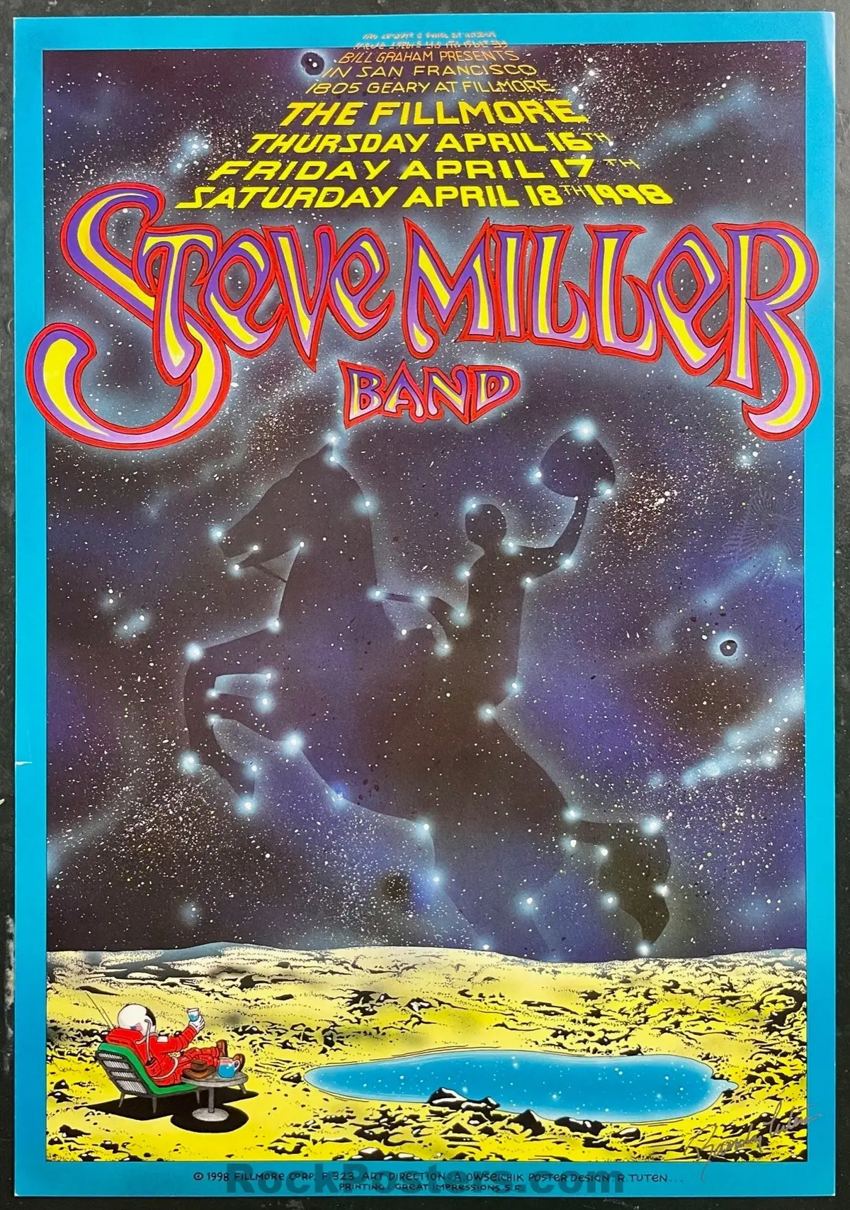 Auction - Nf-323 - Steve Miller - Randy Tuten Signed -  Alton Alton Kelley Owned -  The Fillmore - 1998 Poster - Near Mint 1