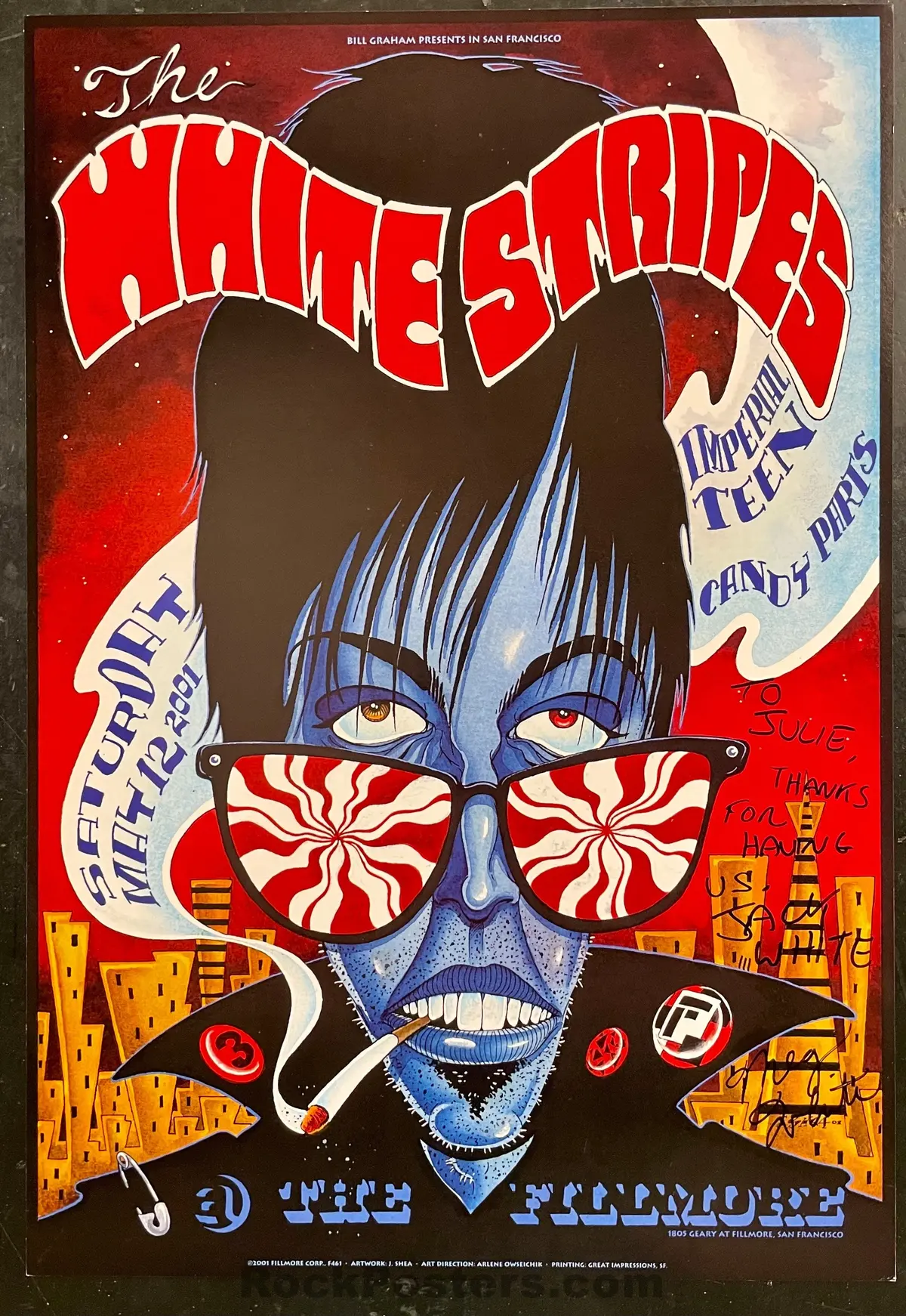 Auction - Nf-461 - White Stripes - Meg & Jack White Signed - 2001 Poster - The Fillmore - Near Mint 1