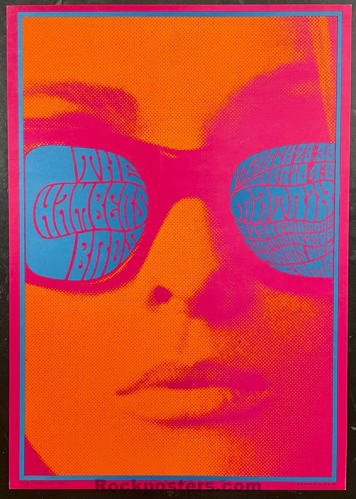 Auction - Neon Rose 12 - Chambers Brothers - Victor Moscoso Signed - 1967 Poster - The Matrix - Near Mint 1