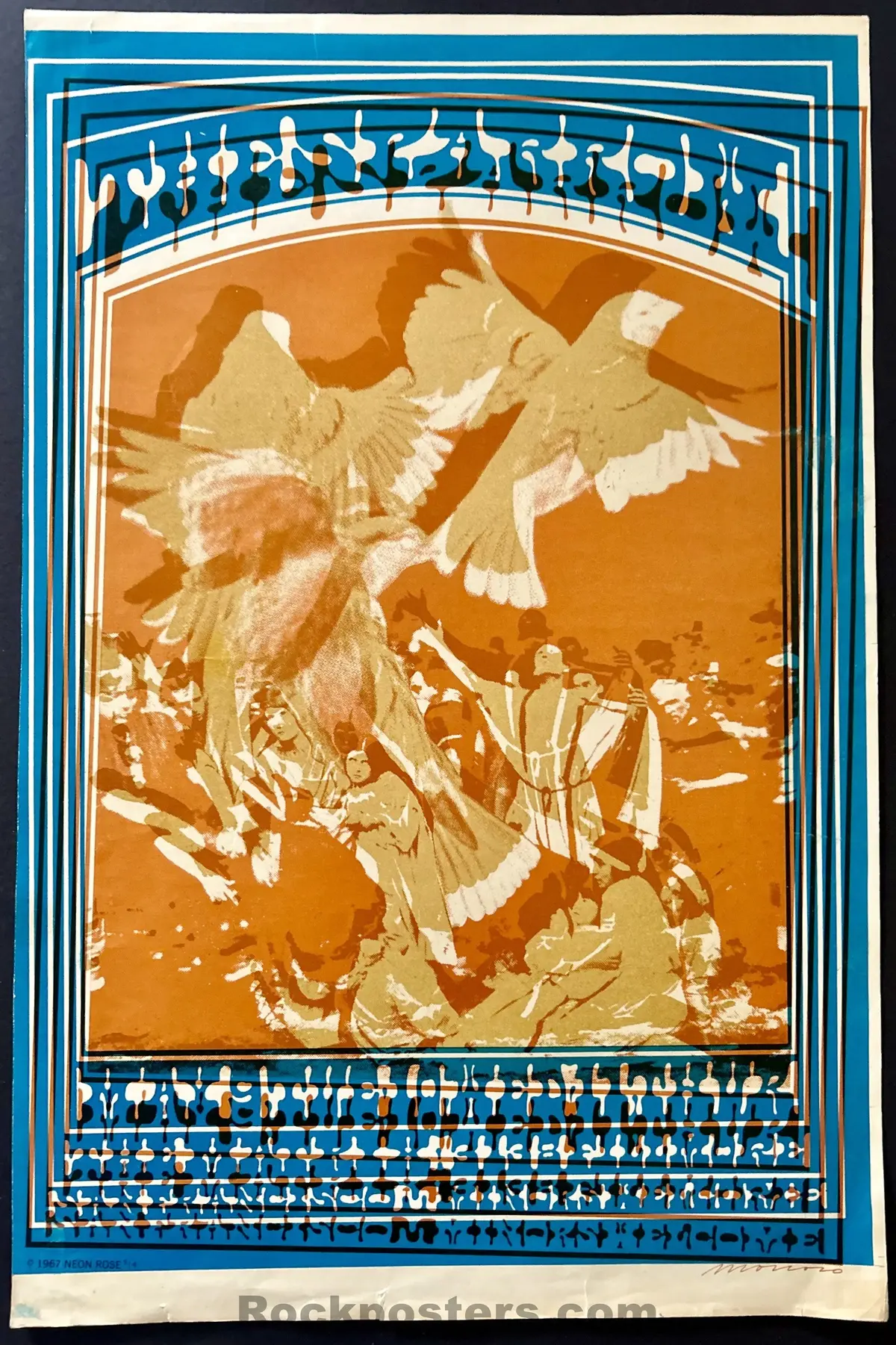 Auction - Neon Rose 14 - The Sparrow - Victor Moscoso - 1967 Overprint/Test Poster - The Matrix - Very Good 1