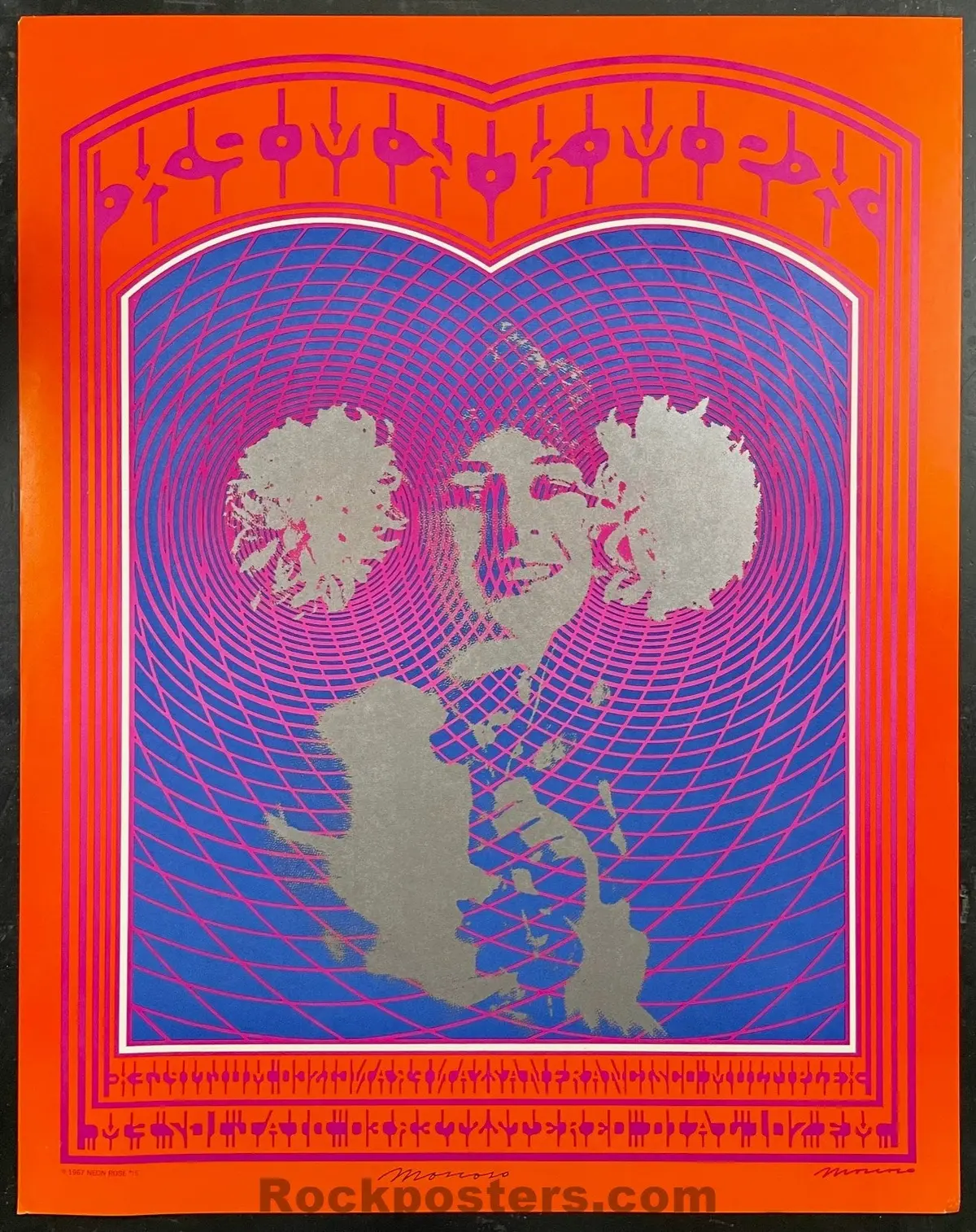 Auction - Neon Rose 20 - Victor Moscoso Signed - 1967 Poster - Kmpx Radio - Excellent 1