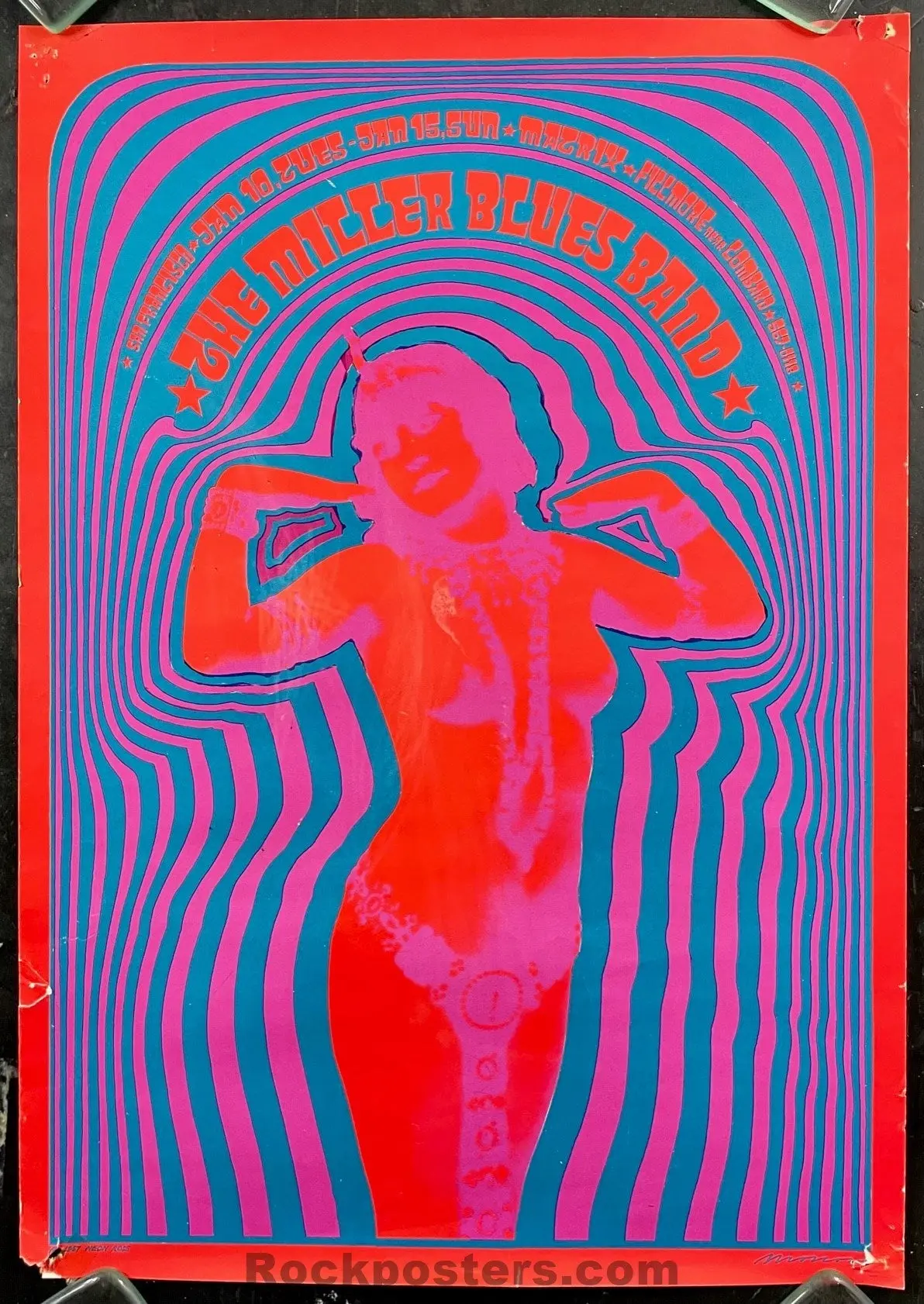 Auction - Neon Rose 2 - Miller Blues Band - Victor Moscoso - 1967 Poster - The Matrix - Very Good 1
