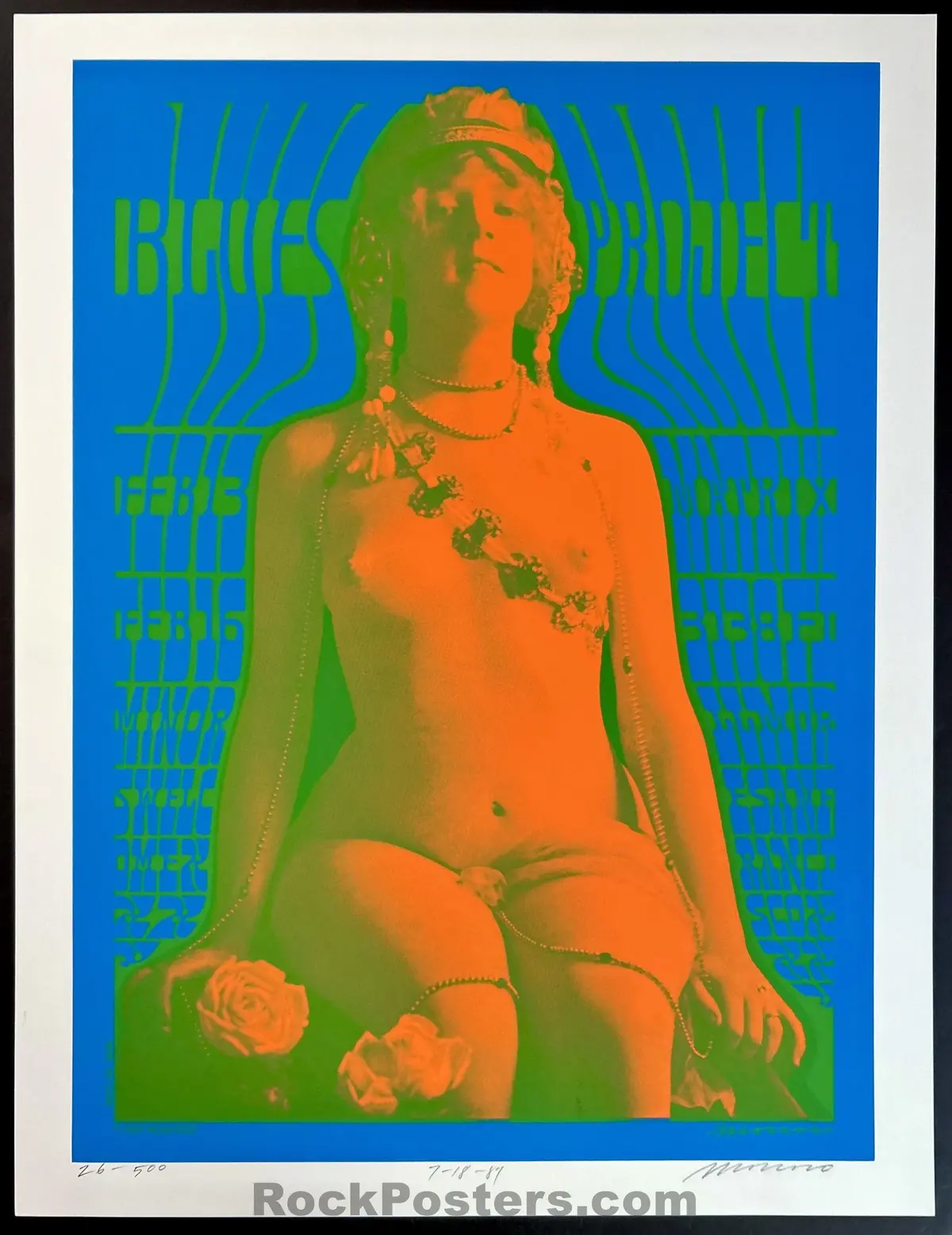 Auction -  Neon Rose 6 - Blues Project - Victor Moscoso - 1987 Silkscreen - Signed & Numbered - Mint 1