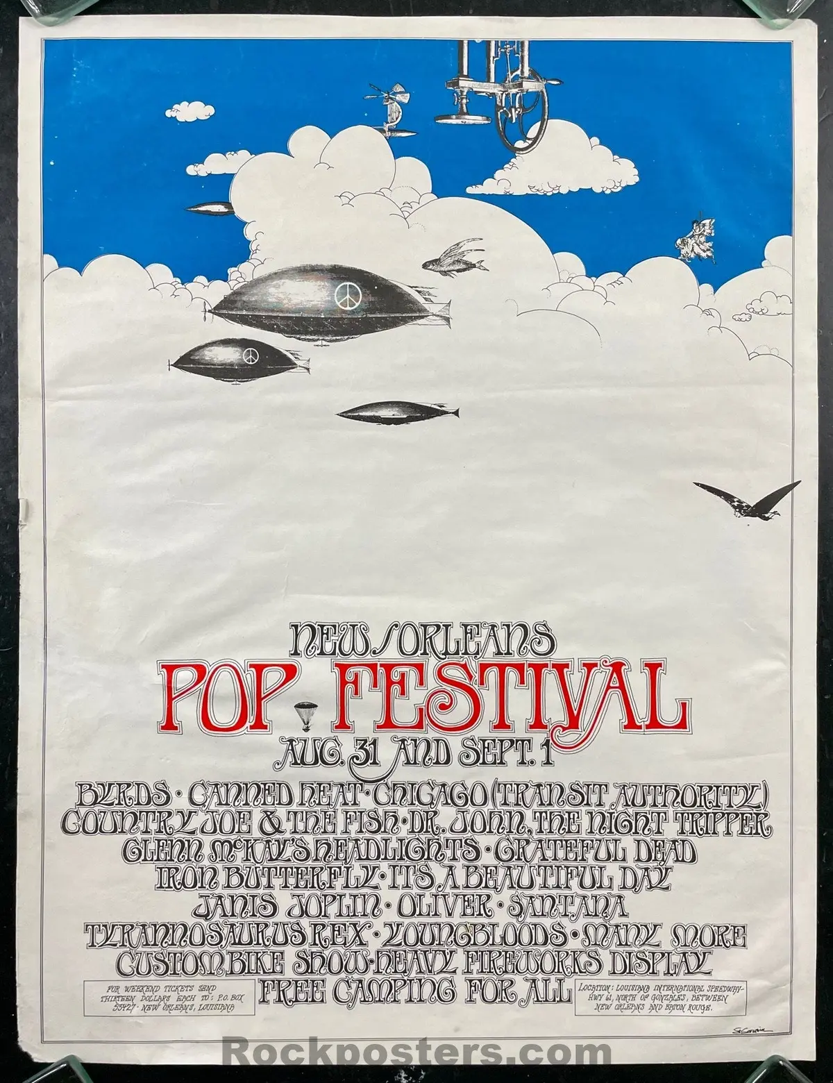 Auction - Psychedelic - Grateful Dead Janis Joplin - New Orleans Pop Festival - 1969 Poster  - Very Good 1