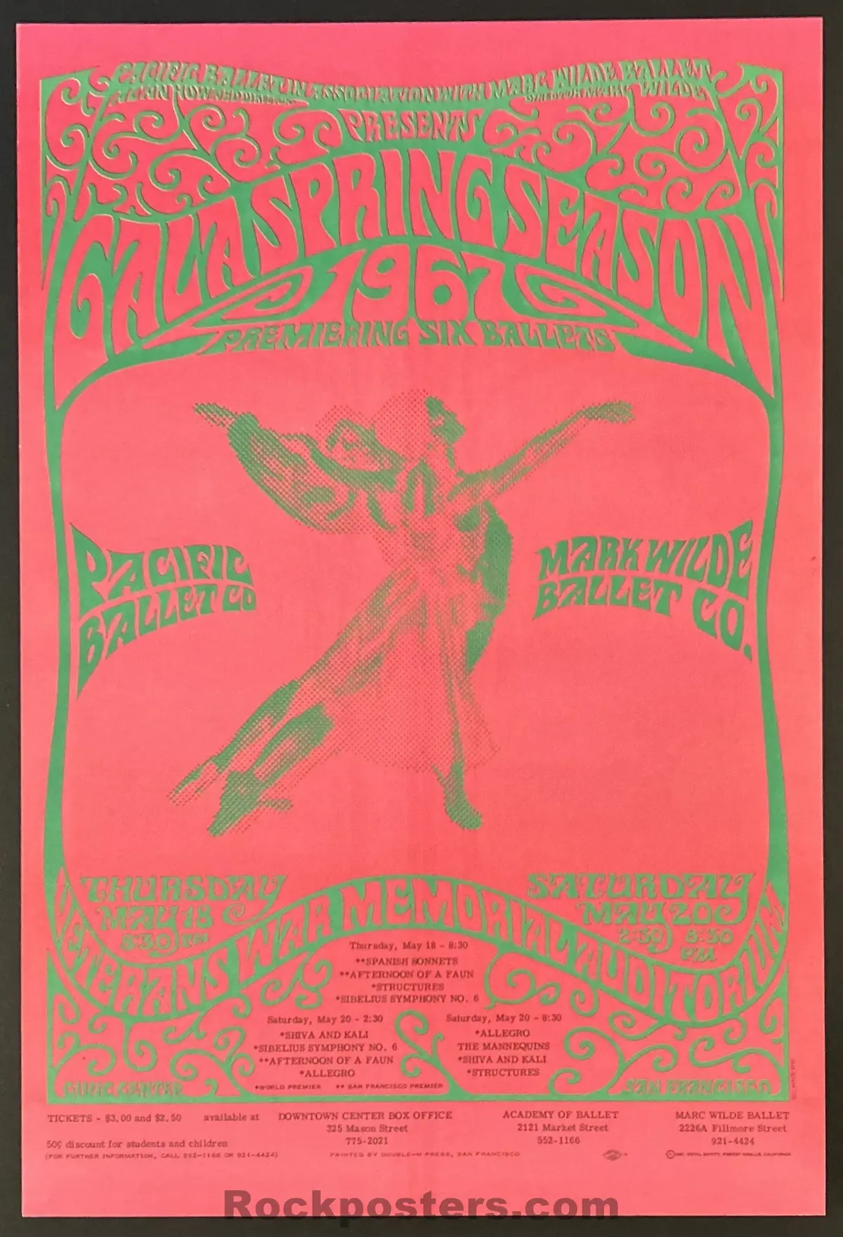 Auction -  Psychedelic Pacific Ballet - Bob Schnepf - 1967 Poster - San Francisco - Mint 1
