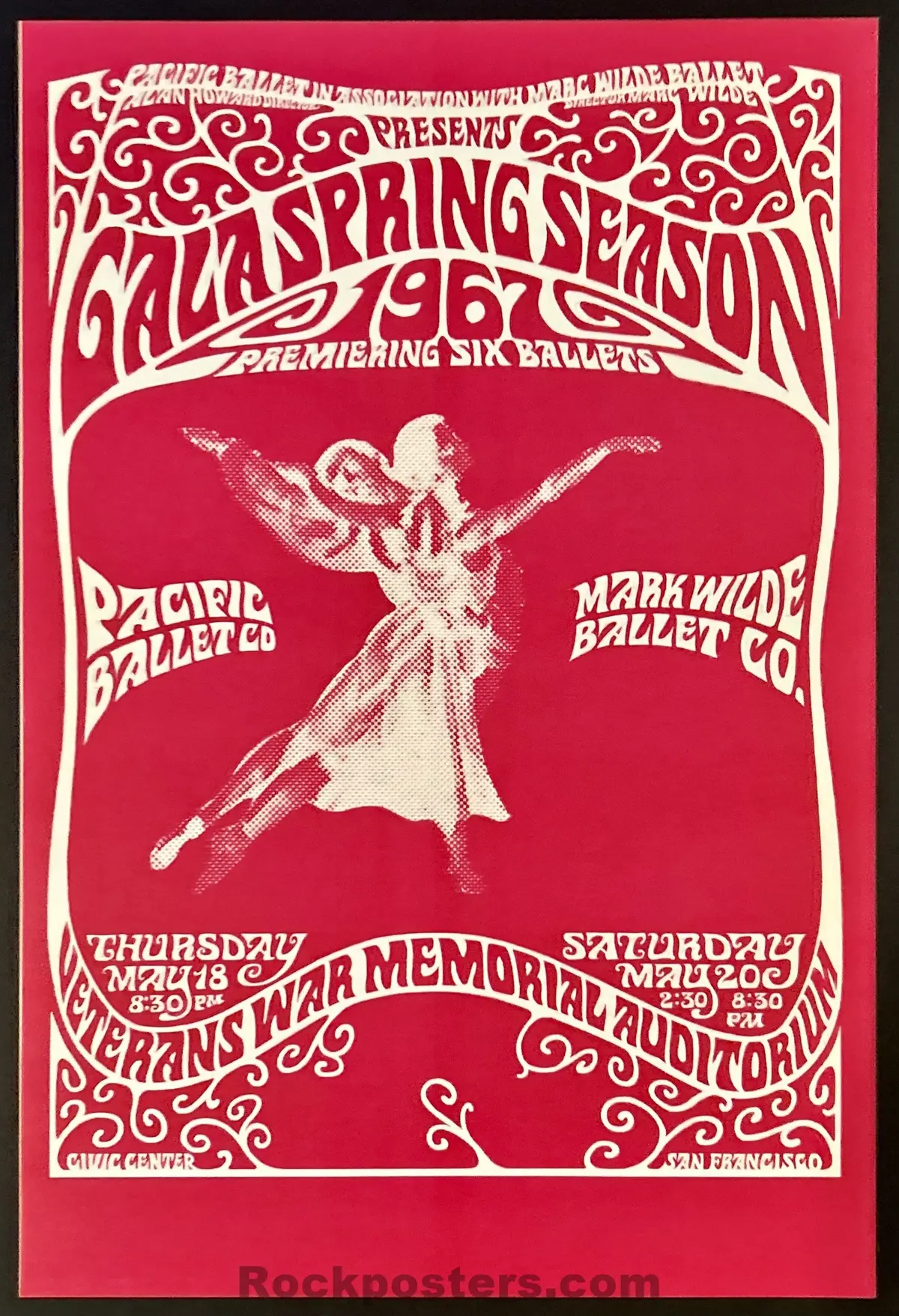 Auction - Psychedelic Pacific Ballet - Bob Schnepf - 1967 Poster - San Francisco - Mint 2