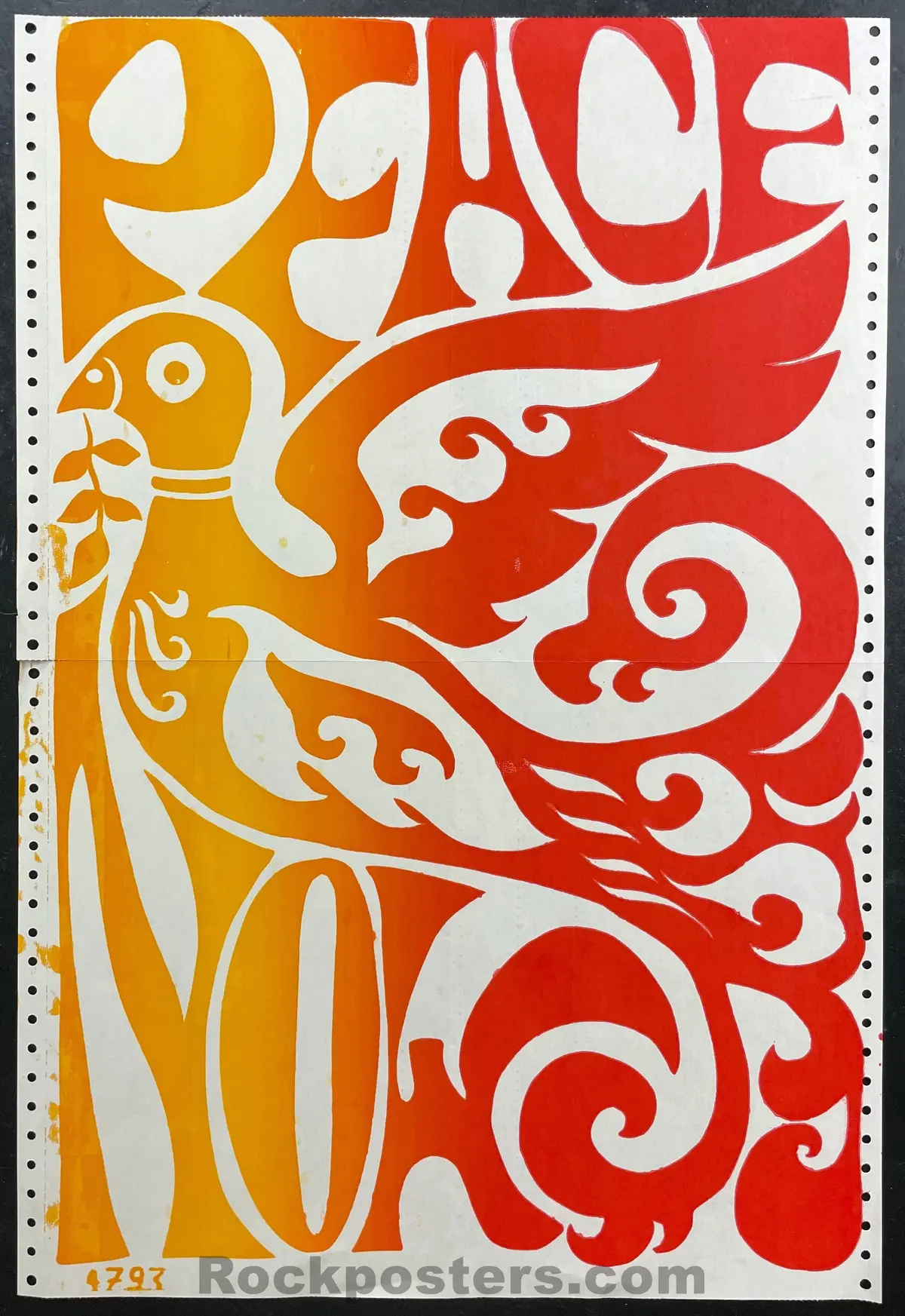 Auction - Psychedelic Silkscreen - On Computer Paper - Circa 1970S Poster - Excellent 1