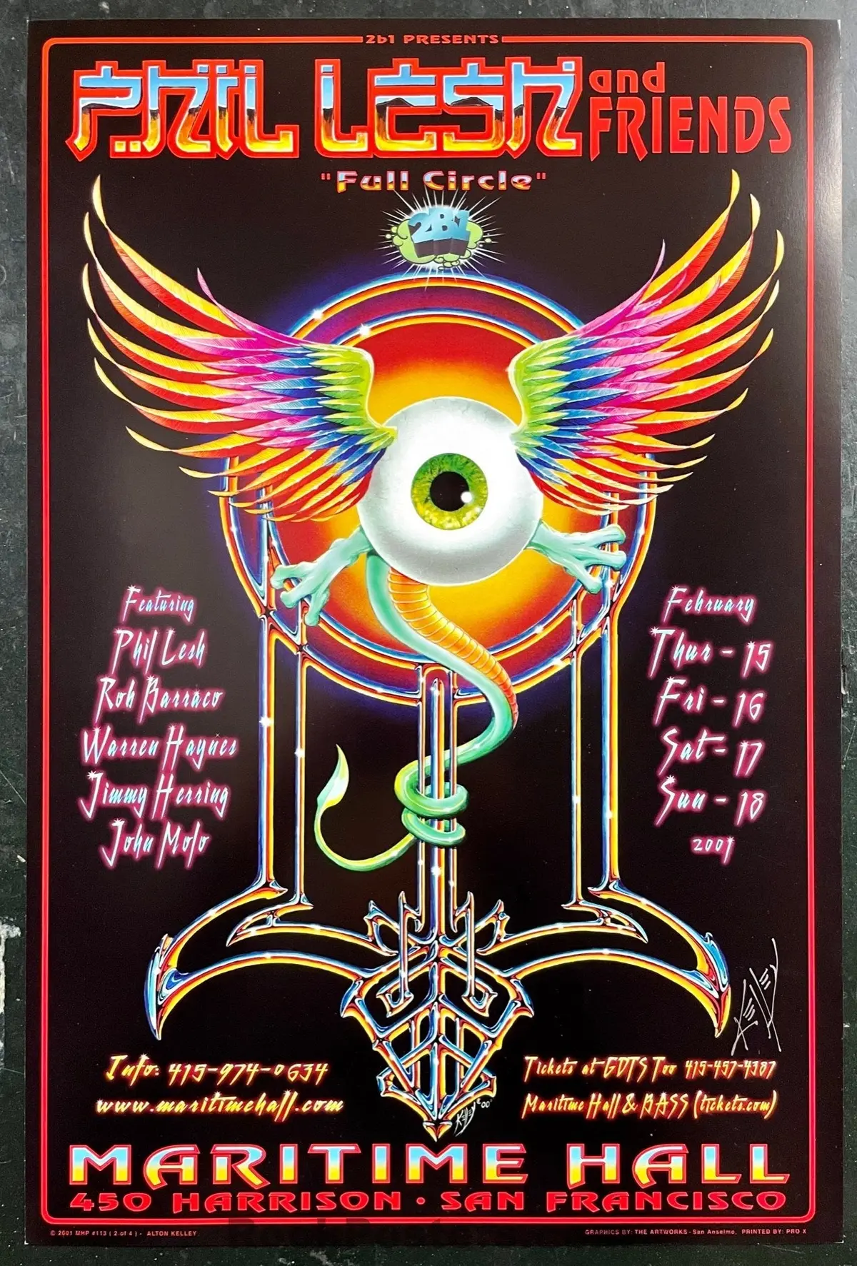Auction - Phil Lesh - Alton Kelley Owned/Signed - 2001 Poster - Near Mint Minus 1