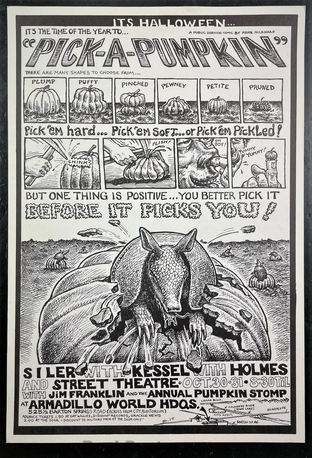 Auction - Texas - Armadillo - Pick A Pumpkin - 1971 Poster - Near Mint 1
