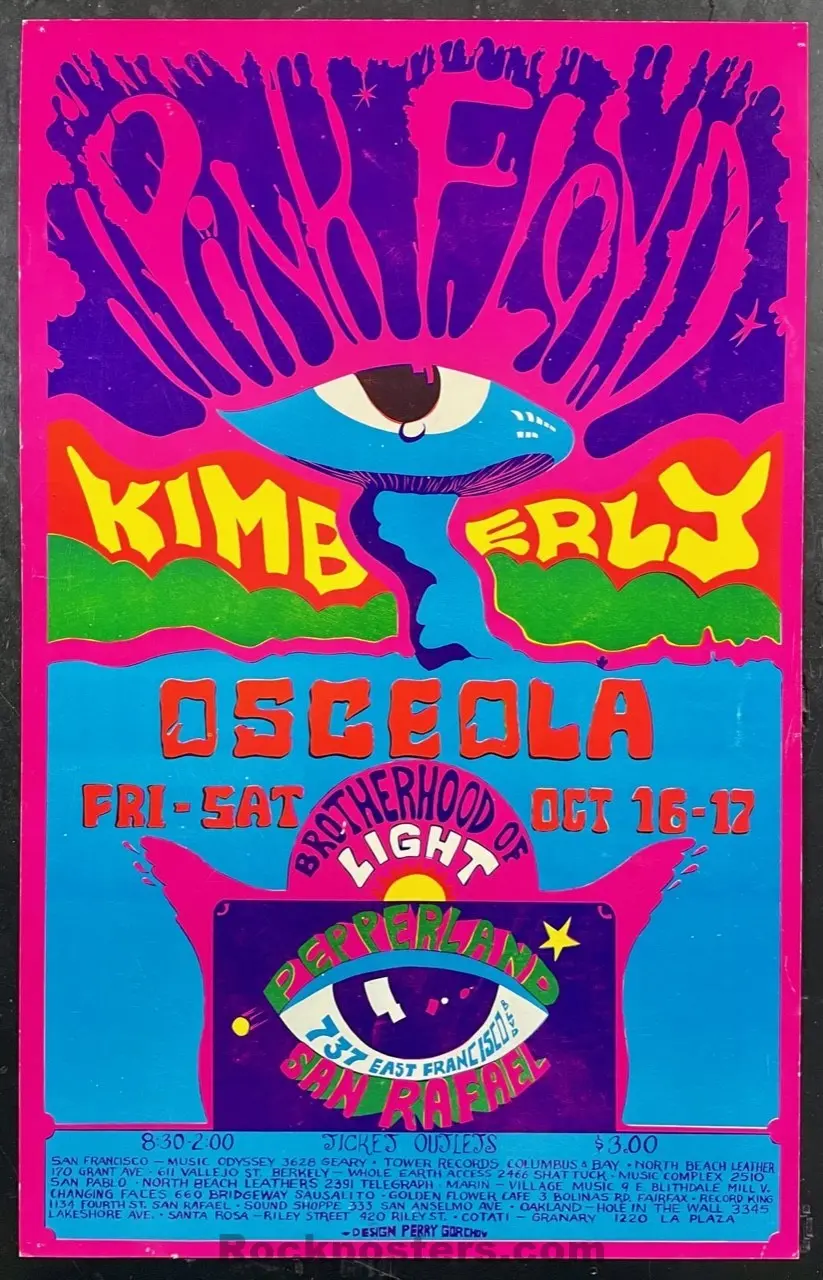 Auction - Pink Floyd - 1970 Poster - Pepperland - Marin - Excellent 1