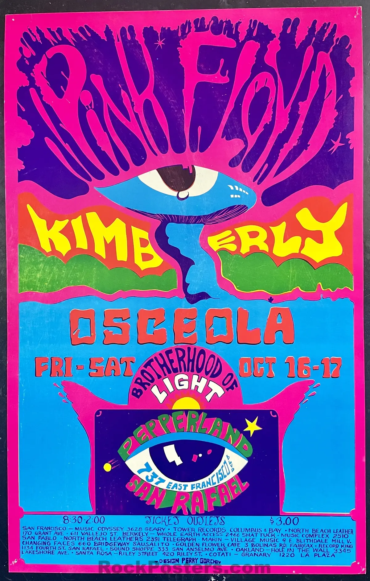 Auction - Pink Floyd - 1970 Poster - Marin - Pepperland - Excellent 1