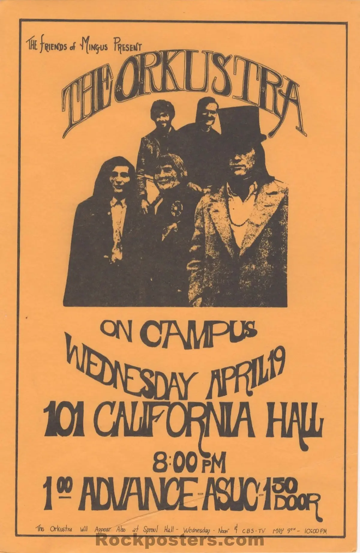 Auction - The Orkustra - 1967 Handbill - Uc Berkeley - Excellent 1