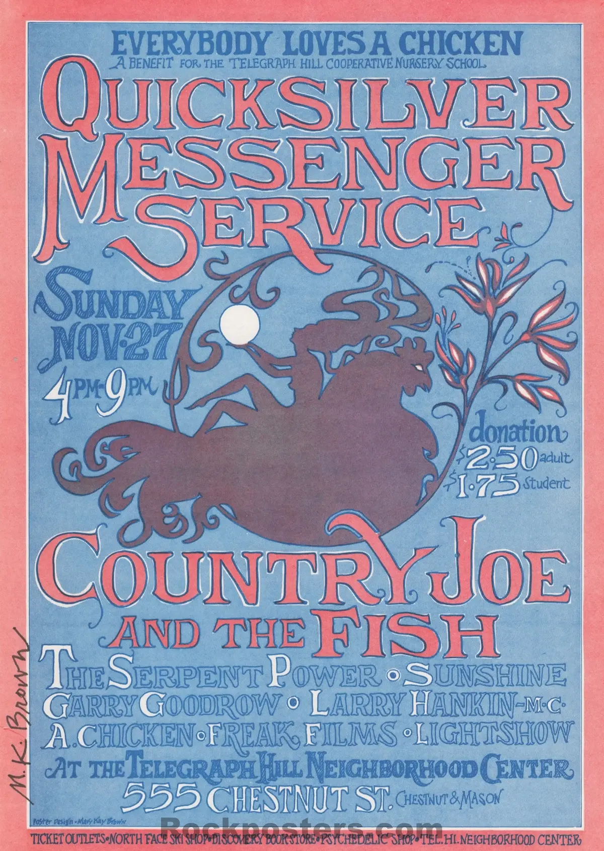 Auction - Quicksilver Country Joe -  Mark Kay Brown Signed - 1966 Handbill - San Francisco - Near Mint 1