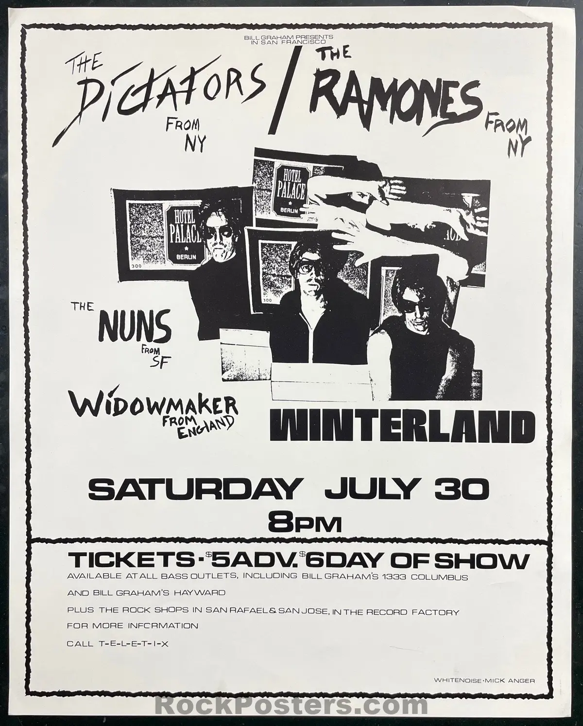 Auction -  The Ramones - The Dictators - Winterland - 1977 Concert Poster - Near Mint Minus 1