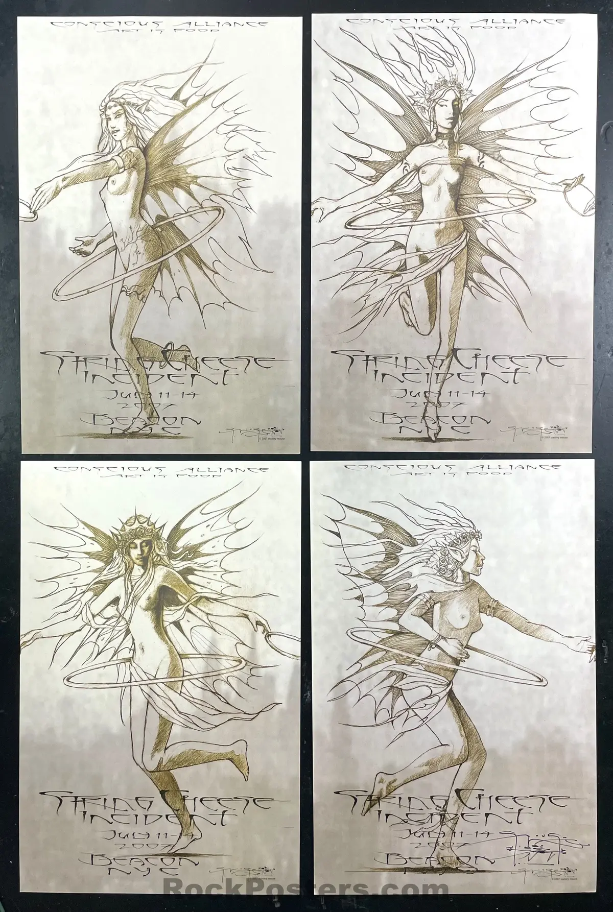 Auction - String Cheese Incident - Stanley Mouse Signed - 4 Poster Set - New York City '07 - 1St Edition - Near Mint 1