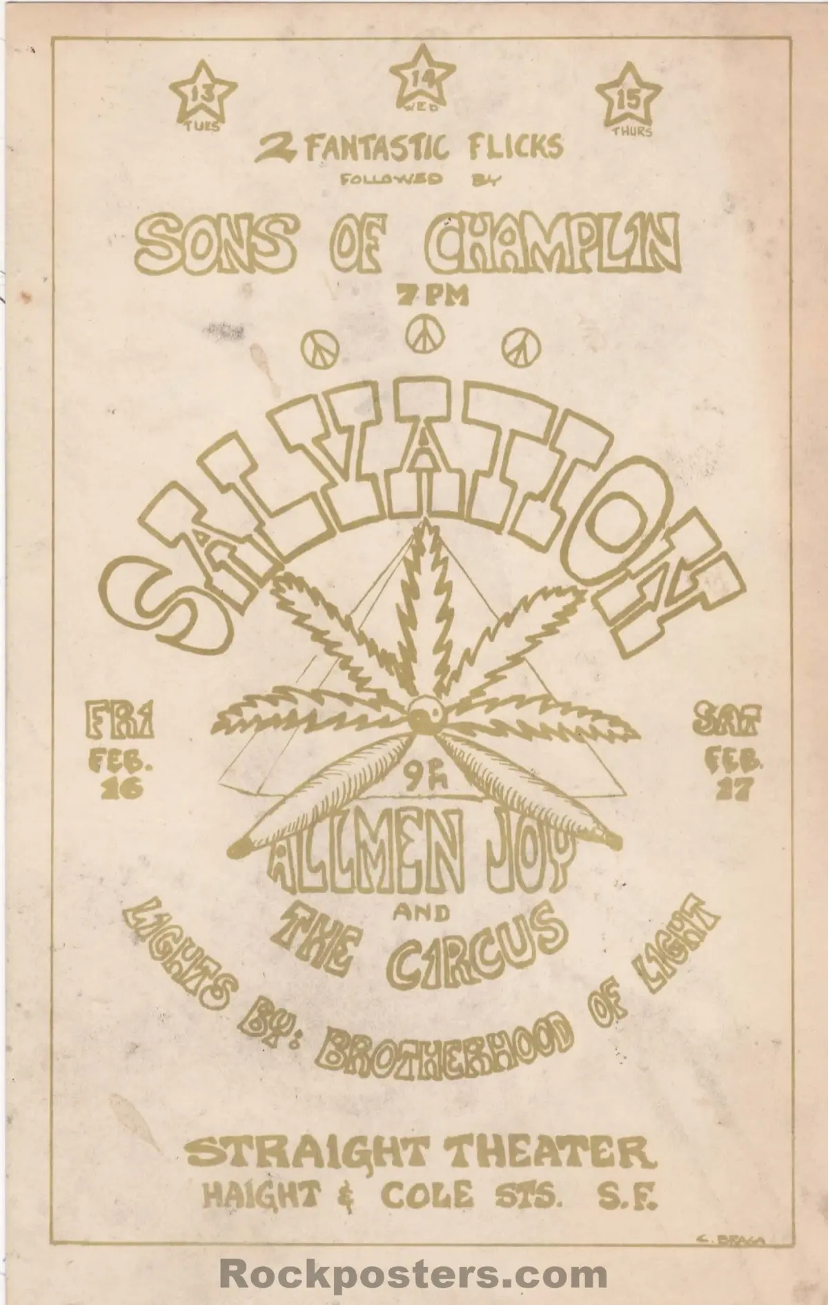 Auction - Sons Of Champlin - C. Barga - 1968 Handbill - Straight Theater - Excellent 1