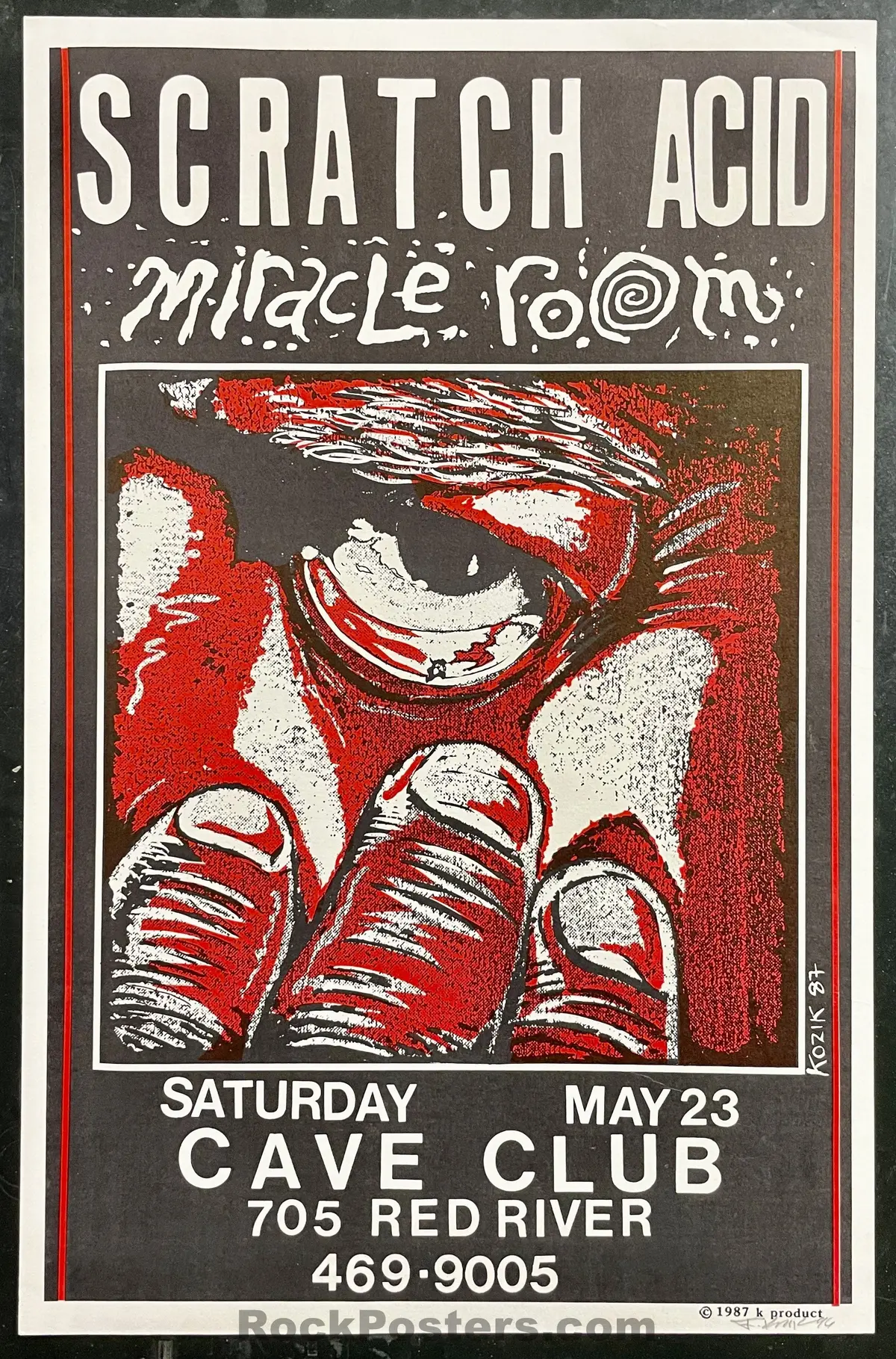 Auction - Scratch Acid - Miracle Room - Frank Kozik Signed - 1987 Poster - Austin - Excellent 1