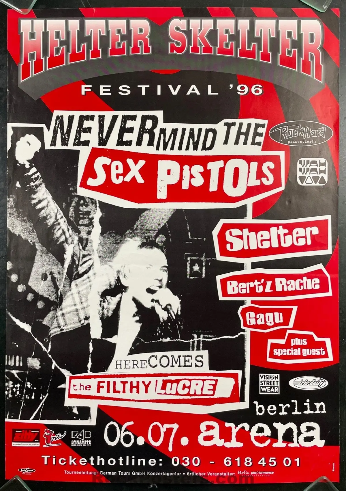 Auction - Sex Pistols - Filthy Lucre Reunion Tour - Berlin, Germany - 1996 Concert Poster - Excellent 1