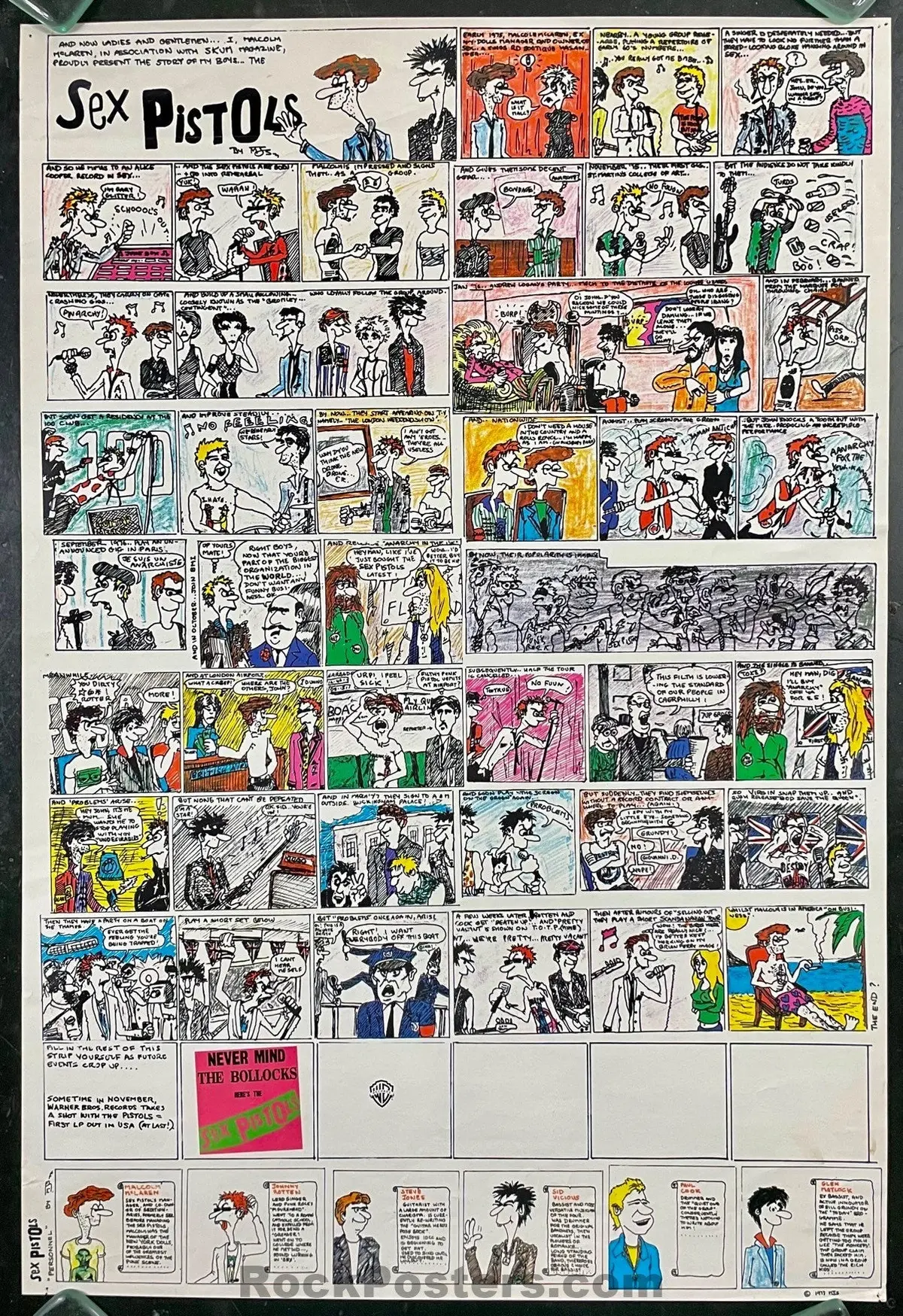 Auction - Sex Pistols - Never Mind The Bollocks Here's The Sex Pistols - Warner Brothers La - 1977 Promo Poster - Excellent 1