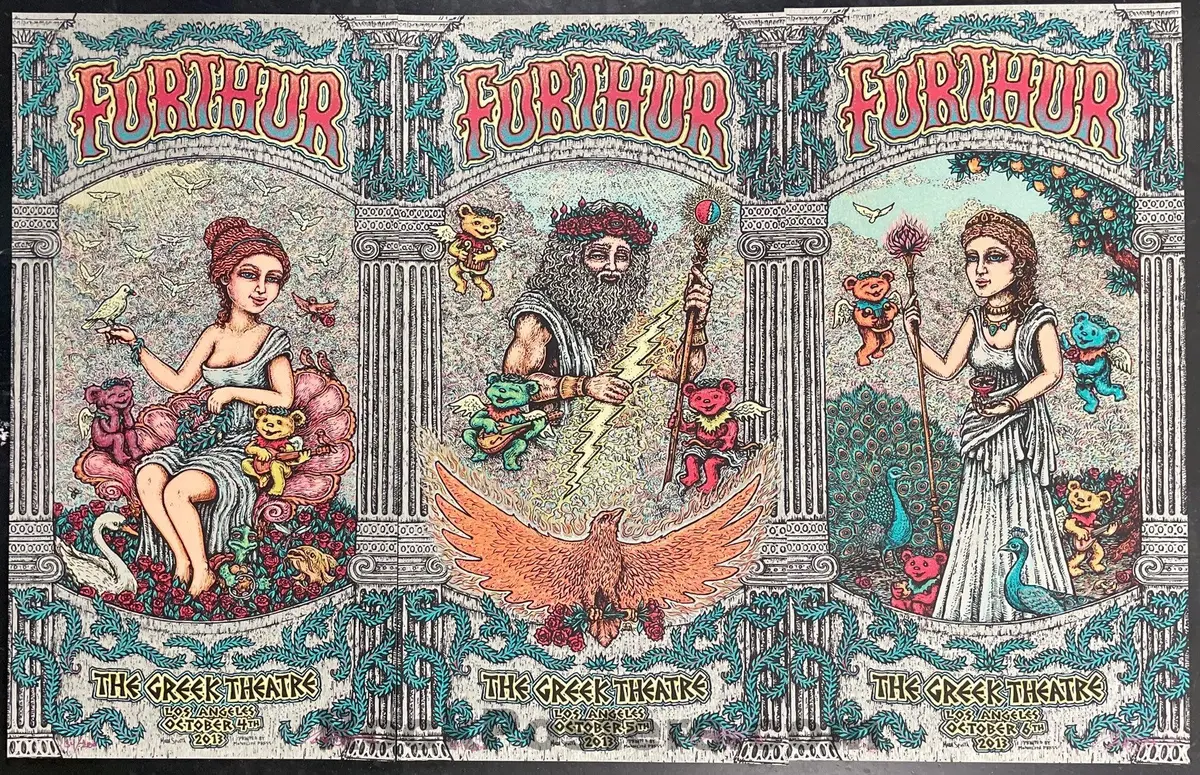 Auction - Furthur - 3 Poster Set - Marc Spusta - Greek Theatre - Los Angeles '13 - Mint 1